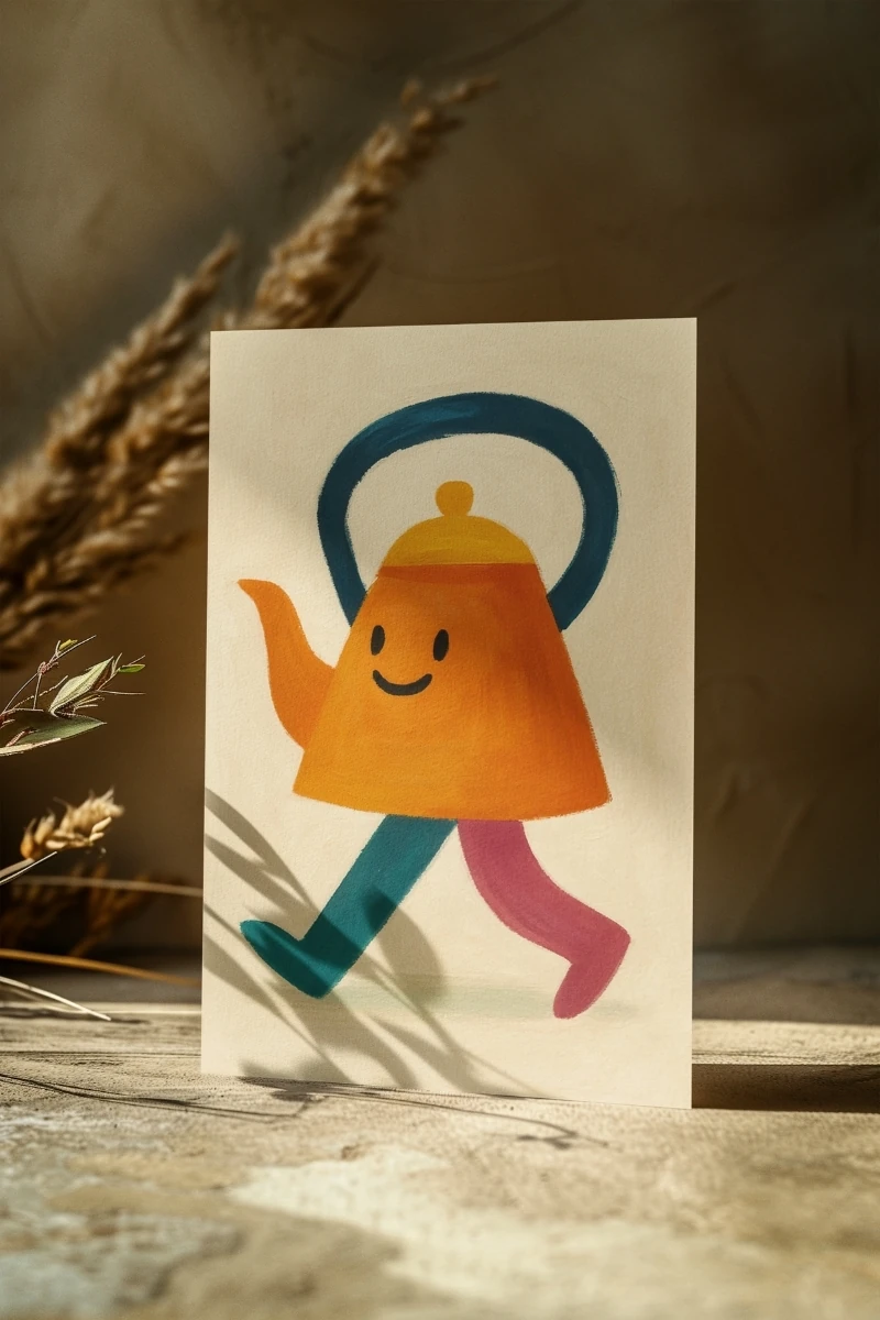 Renkli Anlar Koleksiyonu - Playful Çaydanlık - Art Print -  Poster