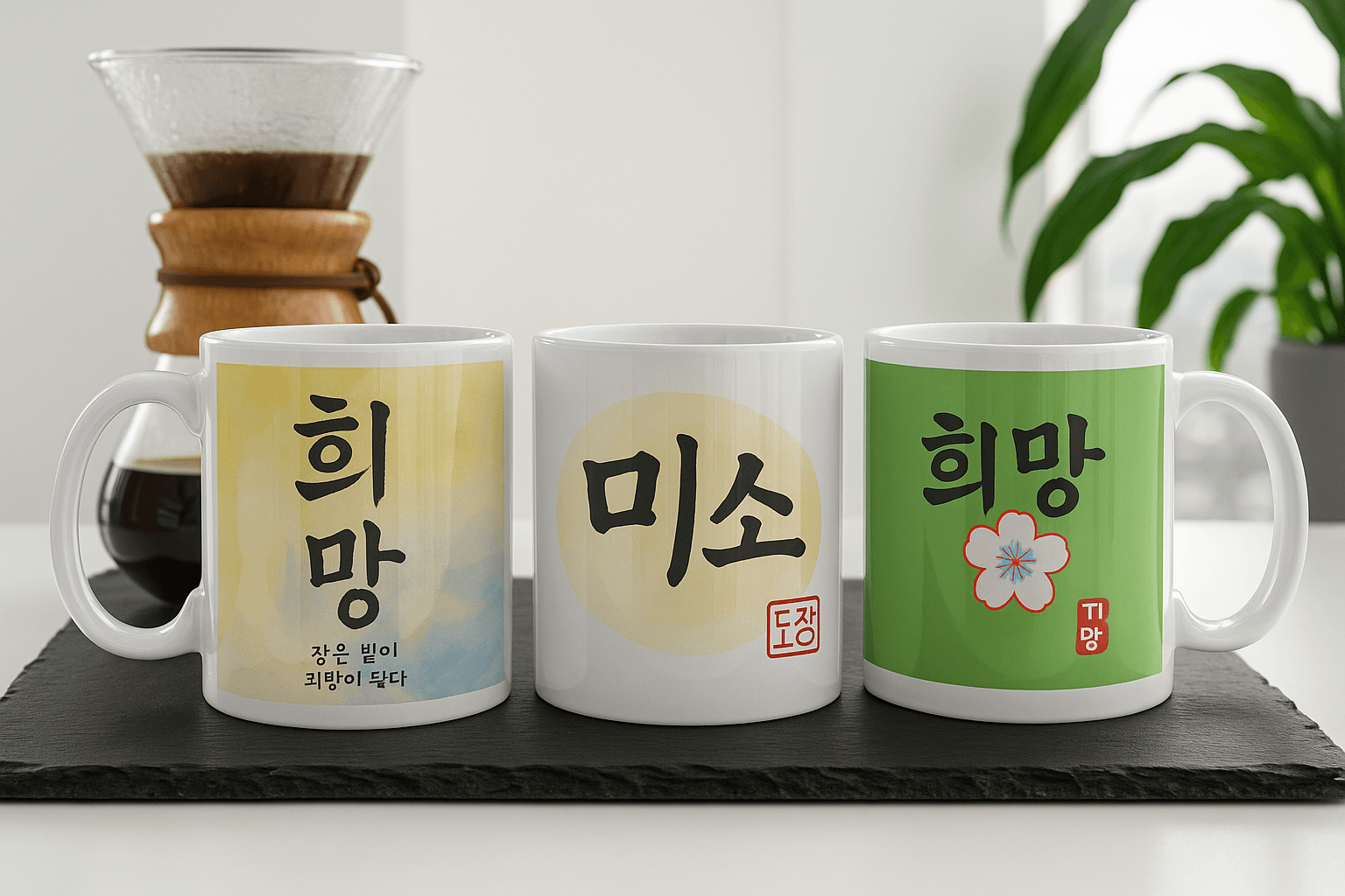 Seuolvie 3'lü Soyut Kupa Bardak Seti