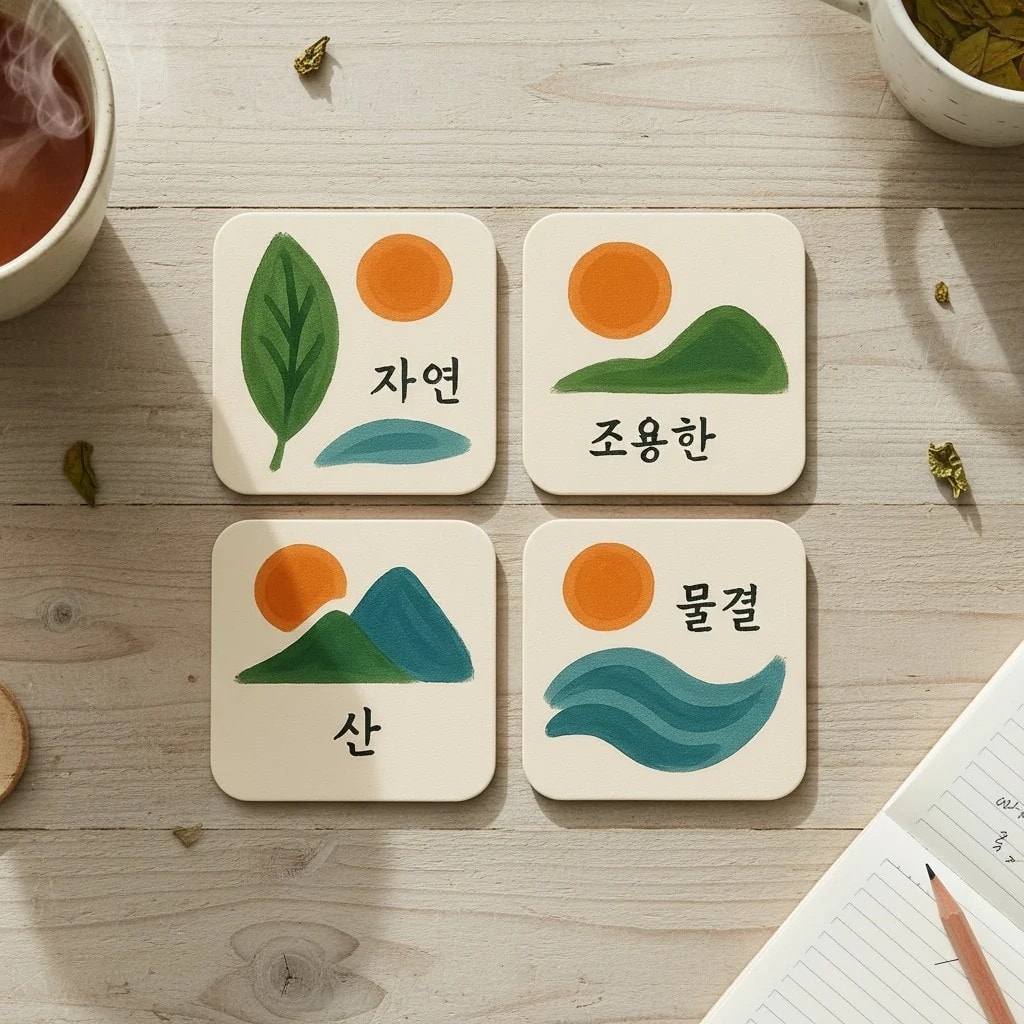 4'lü Seuolvie Ahşap Renkli Bardak Altlığı 