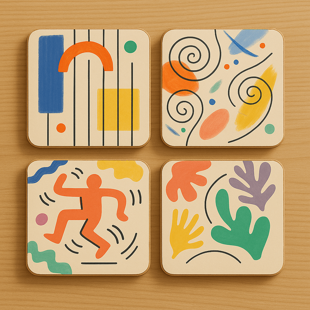 4'lü Seuolvie Ahşap Renkli Bardak Altlığı 