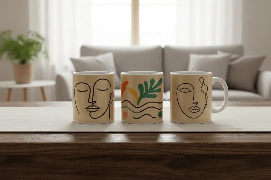 Seuolvie 3'lü Soyut Kupa Bardak Seti