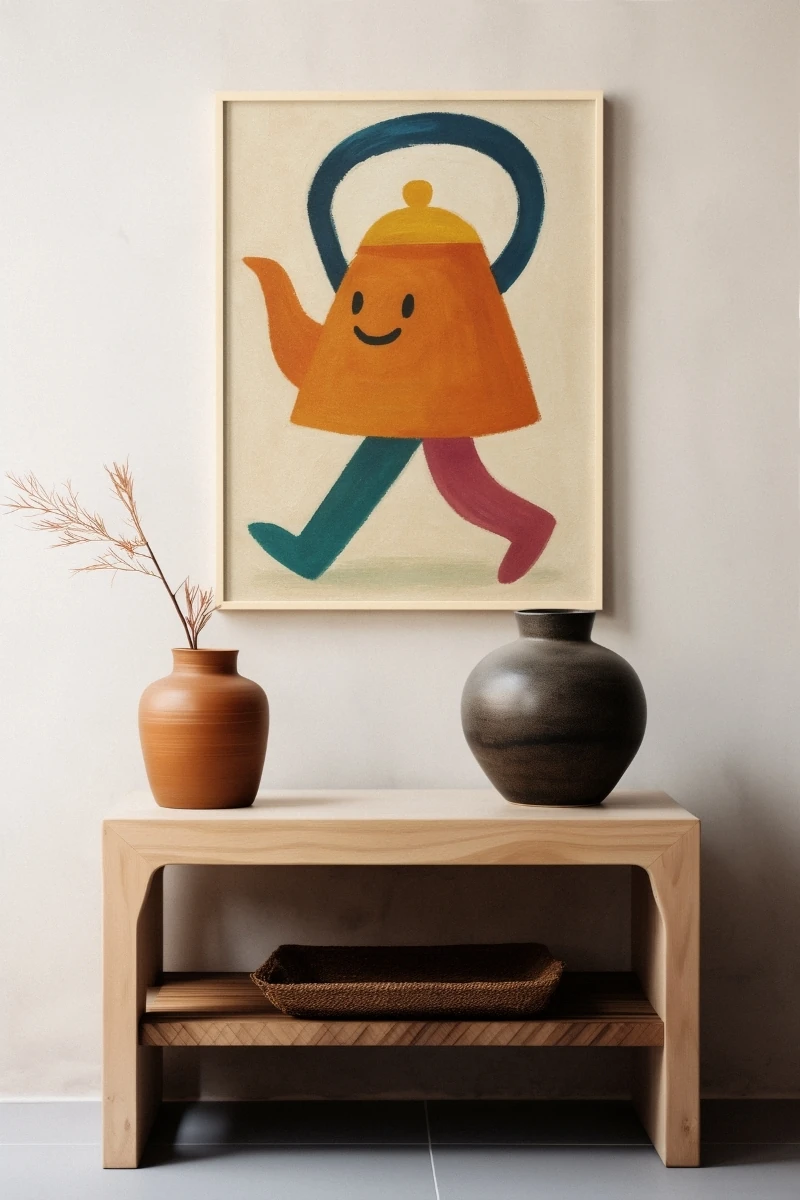 Renkli Anlar Koleksiyonu - Playful Çaydanlık - Art Print -  Poster