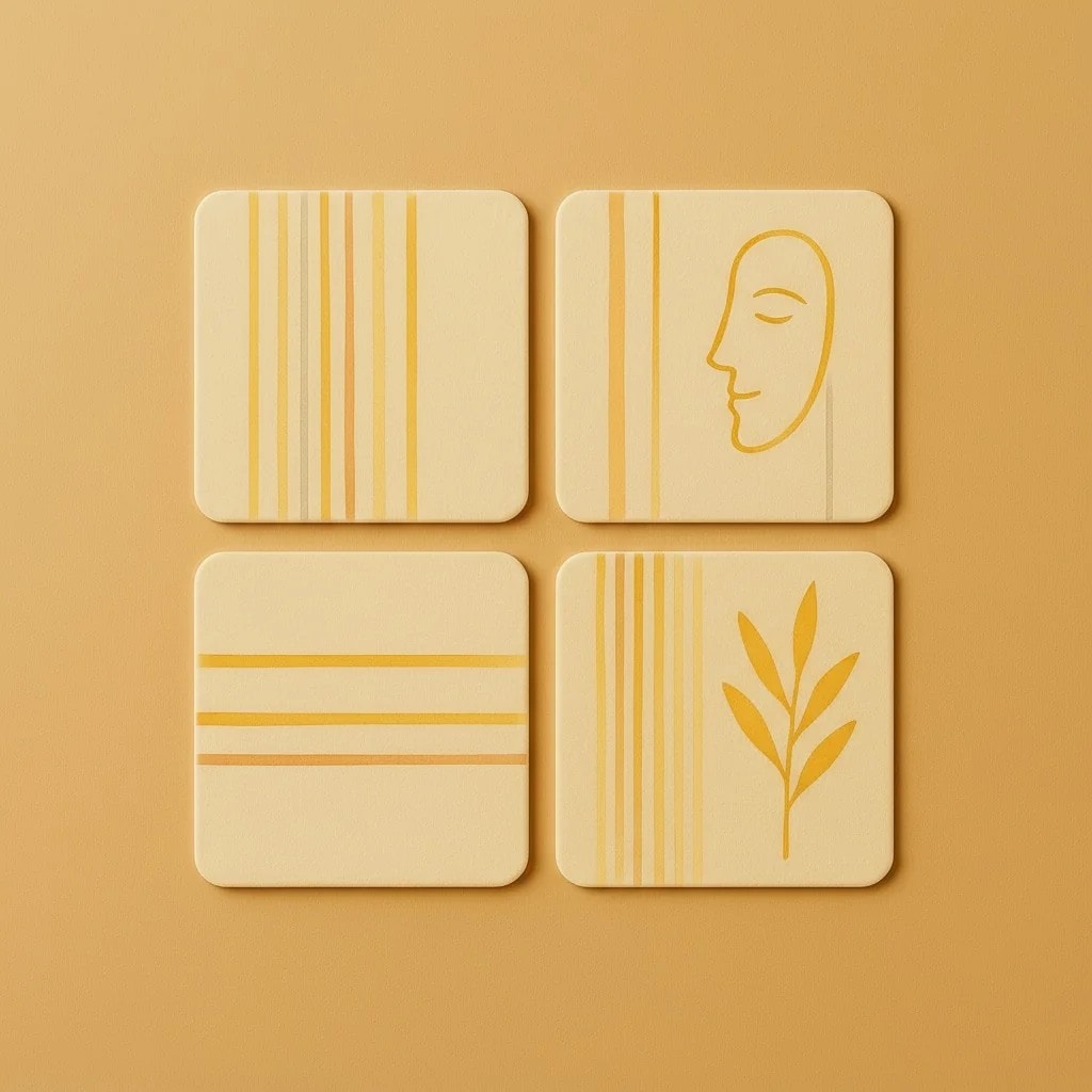 4'lü Seuolvie Ahşap Renkli Bardak Altlığı 