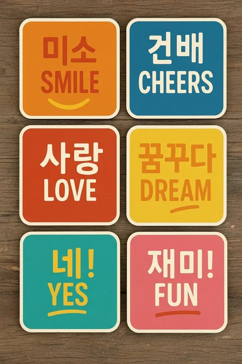 6'lı Retro Ahşap Renkli Bardak Altlığı 