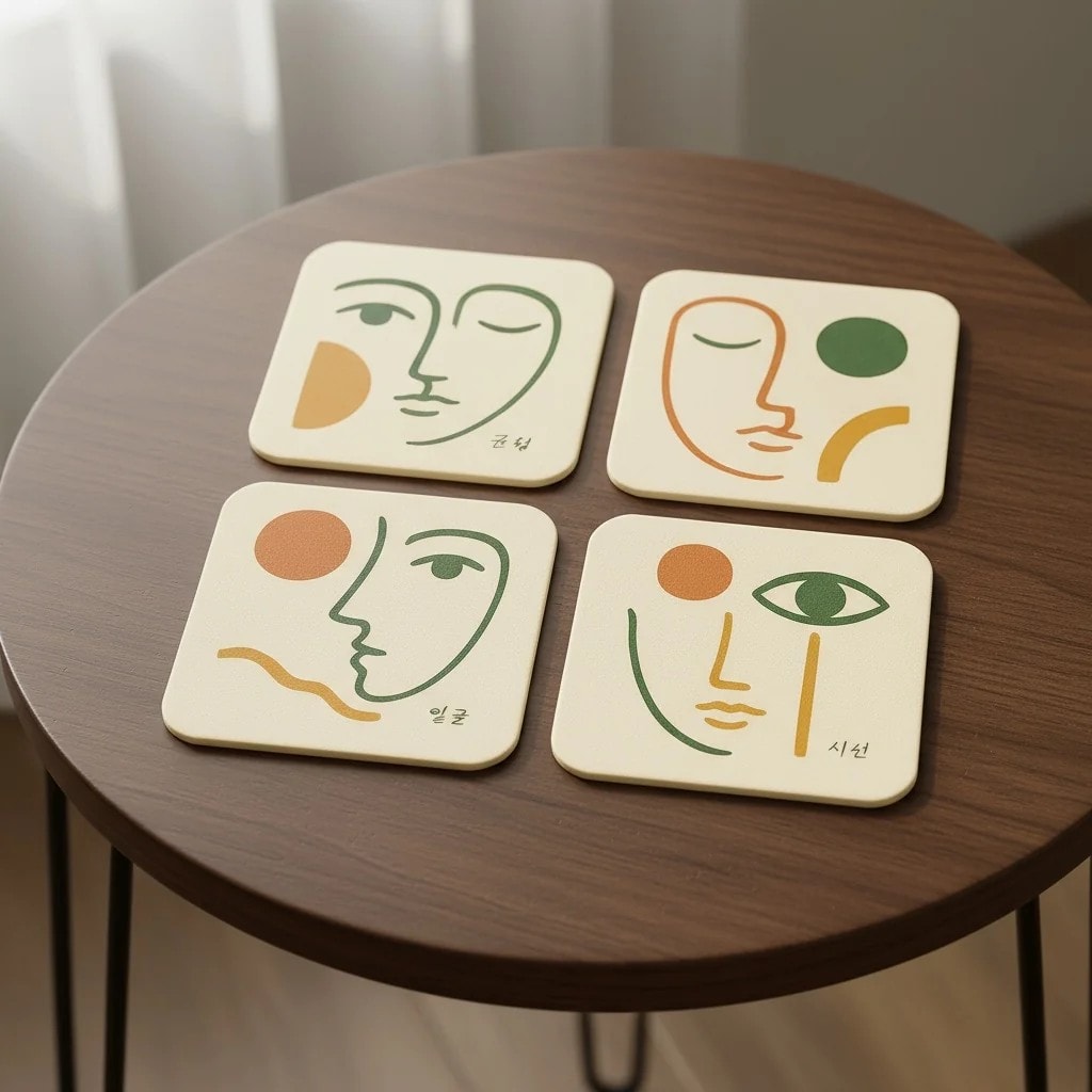 4'lü Seuolvie Ahşap Renkli Bardak Altlığı 