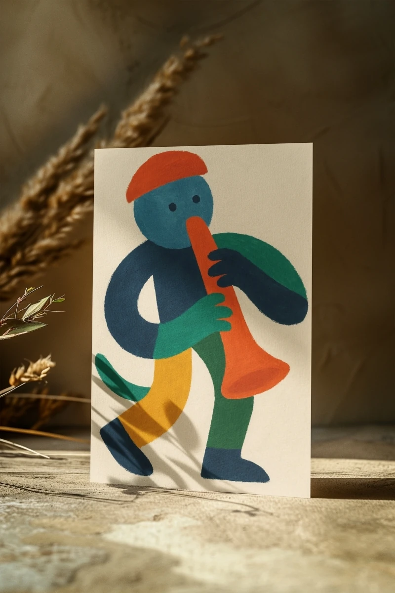 Renkli Anlar Koleksiyonu - Playful Müzisyen - Art Print -  Poster