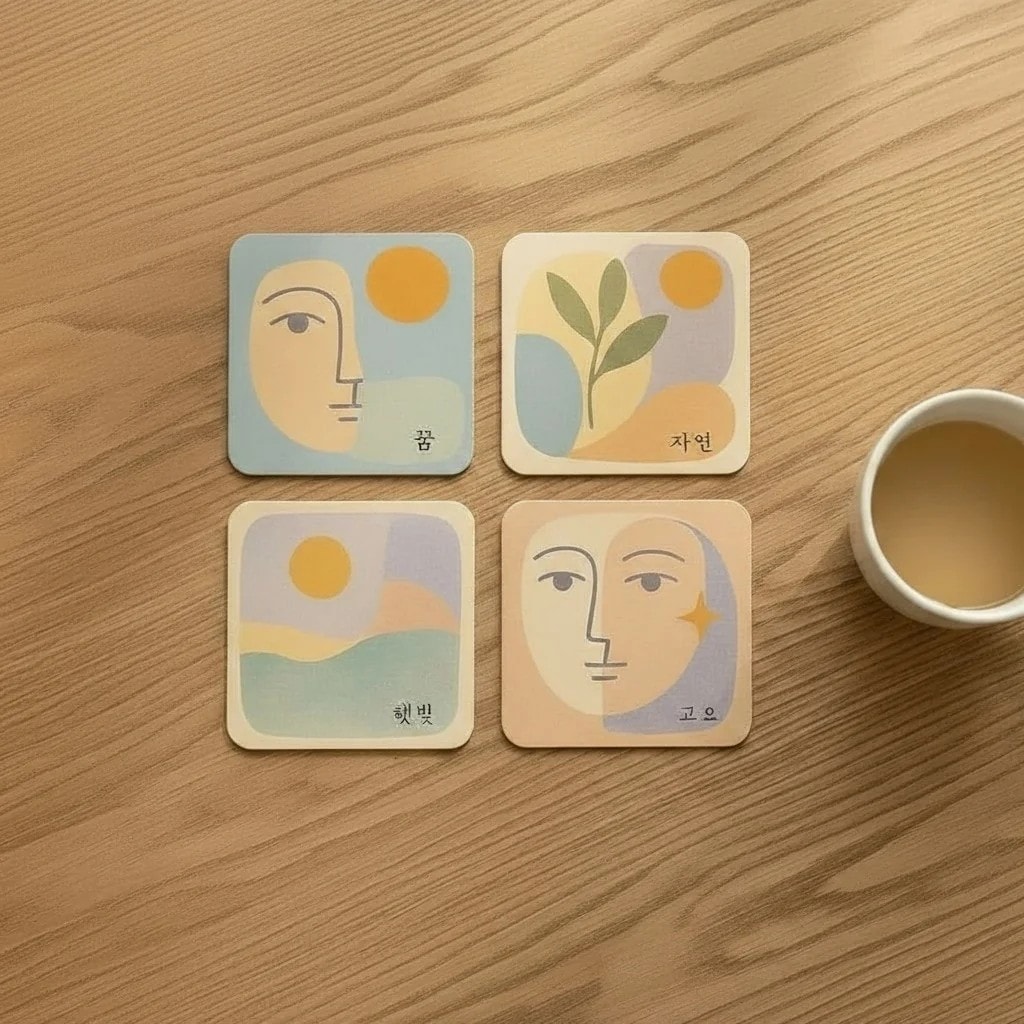 4'lü Seuolvie Ahşap Renkli Bardak Altlığı 