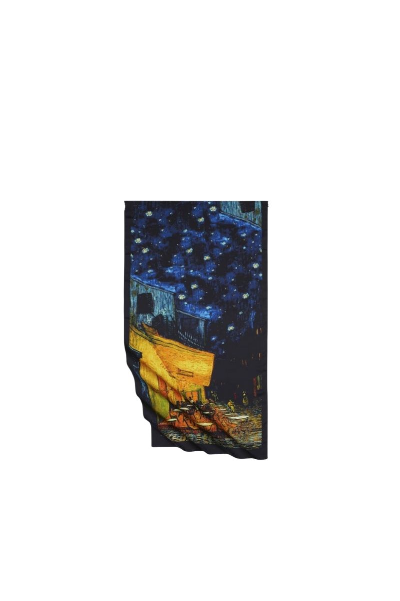 Sanatsal Desenli Çok Renkli 30 x 140 İpeksi Fular 