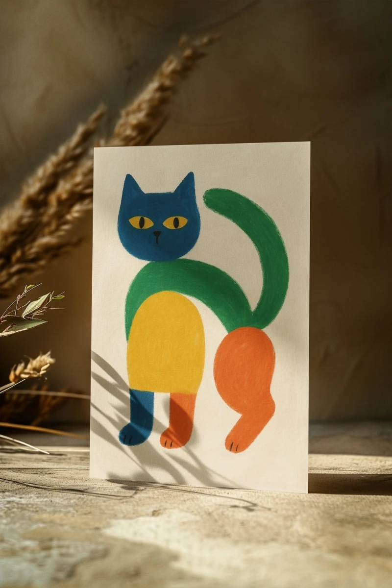 Renkli Anlar Koleksiyonu - Playful Kedi - Art Print -  Poster
