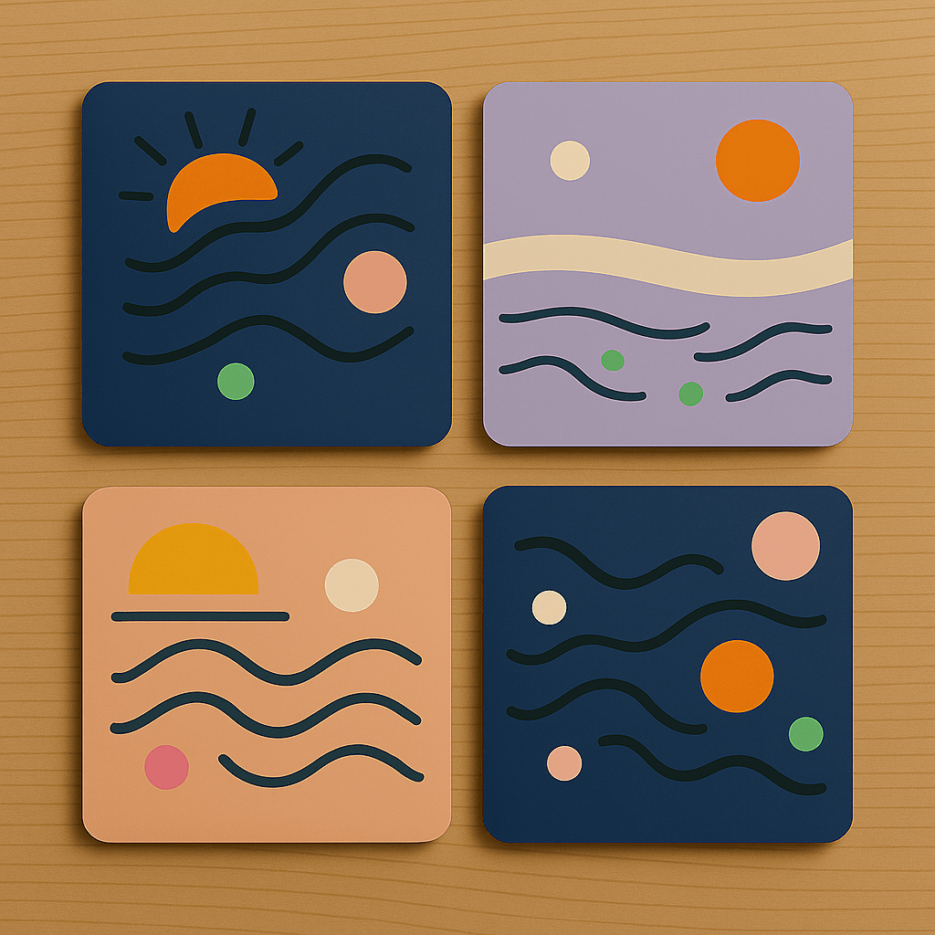 4'lü Seuolvie Ahşap Renkli Bardak Altlığı 