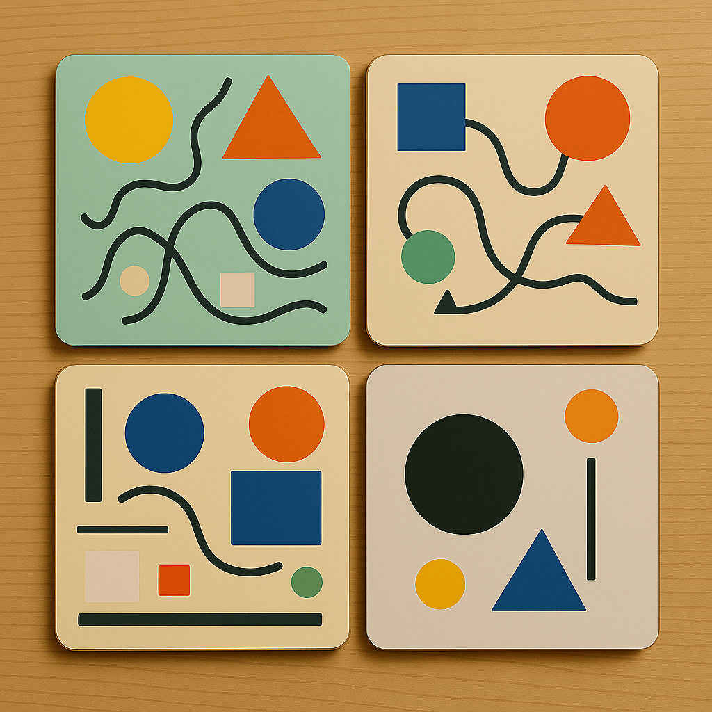 4'lü Seuolvie Ahşap Renkli Bardak Altlığı 