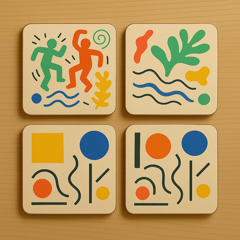 4'lü Seuolvie Ahşap Renkli Bardak Altlığı 