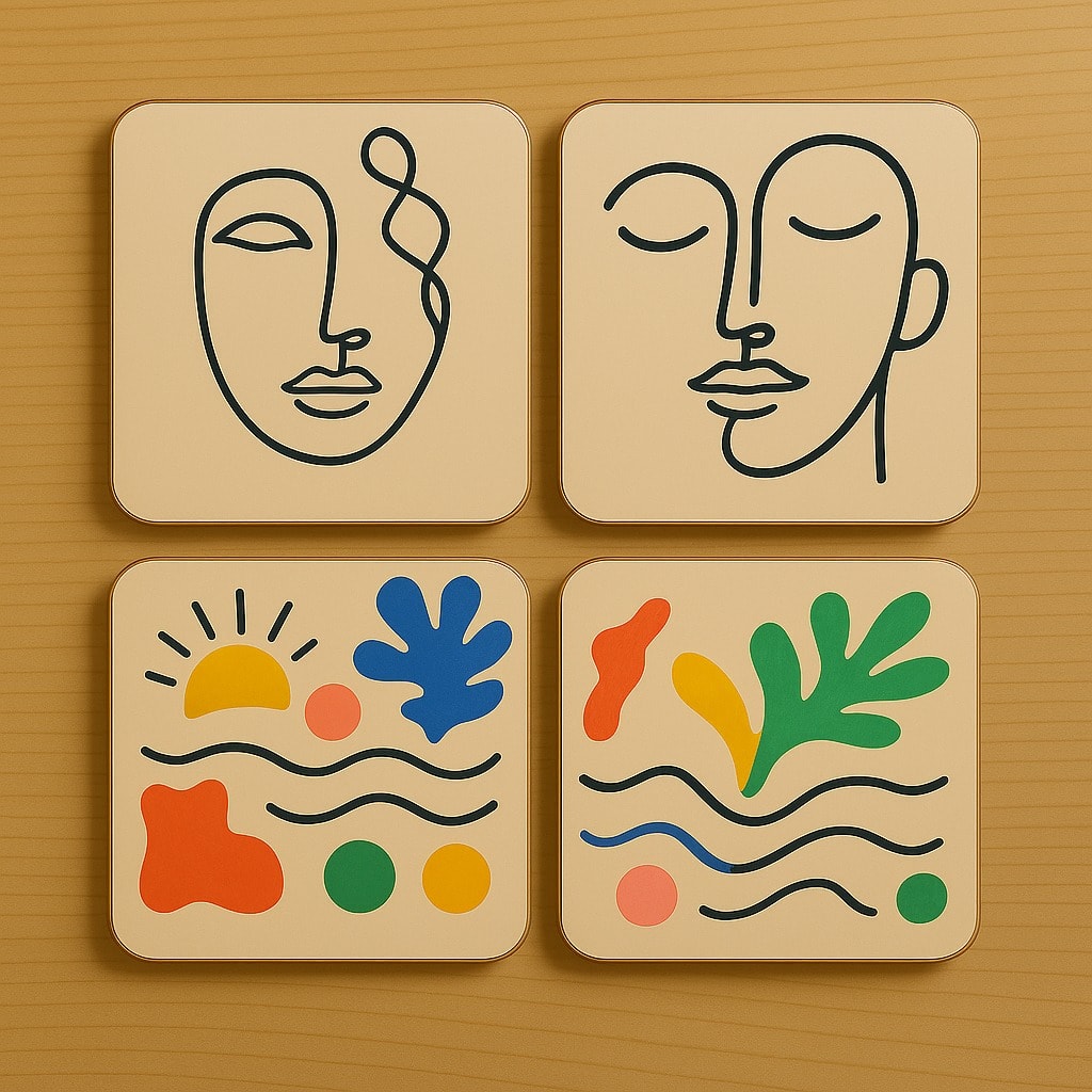 4'lü Seuolvie Ahşap Renkli Bardak Altlığı 