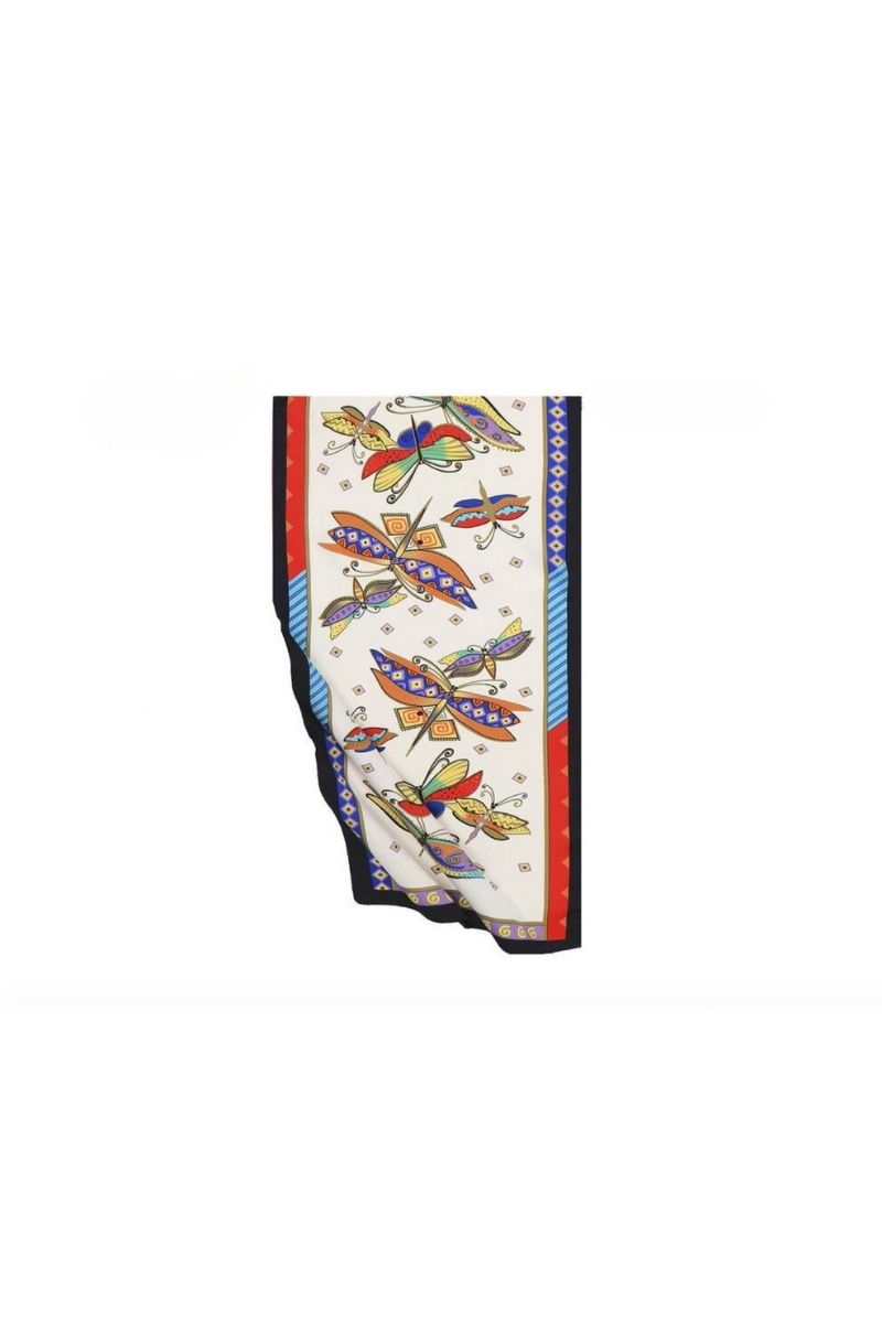 Desenli Çok Renkli 30 x 140 İpeksi Fular 