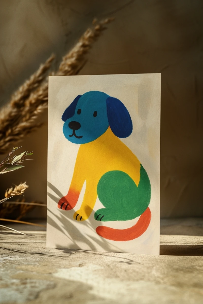 Renkli Anlar Koleksiyonu - Playful Köpek - Art Print -  Poster