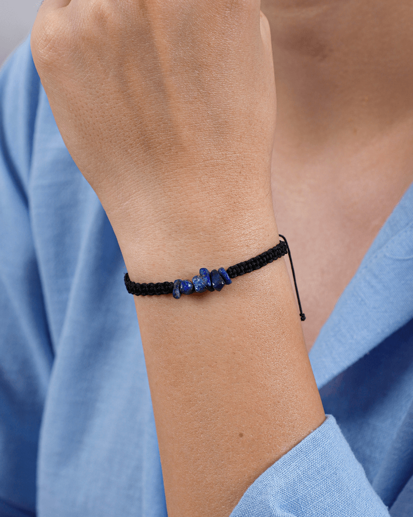 Makrome Ayarlanabilir Bileklik - Lapis Lazuli (Zihinsel Temizlik Taşı)