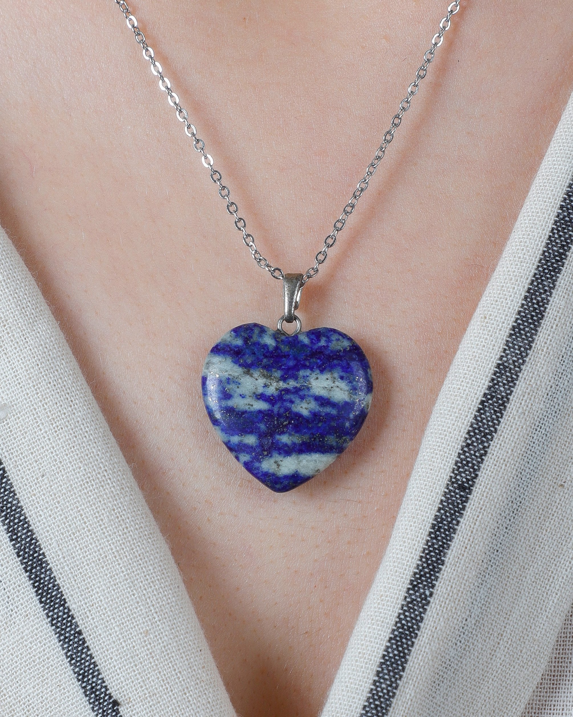 Kalp Kolye - Lapis Lazuli (Zihinsel Temizlik Taşı)