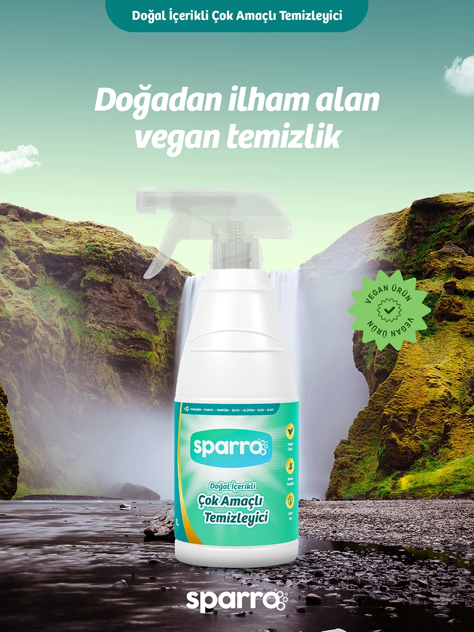 Sparro Clean Doğal Içerikli Çok Amaçlı Temizleyici 1000ML | Bitkisel, Yumuşak ve Güvenli Temizlik