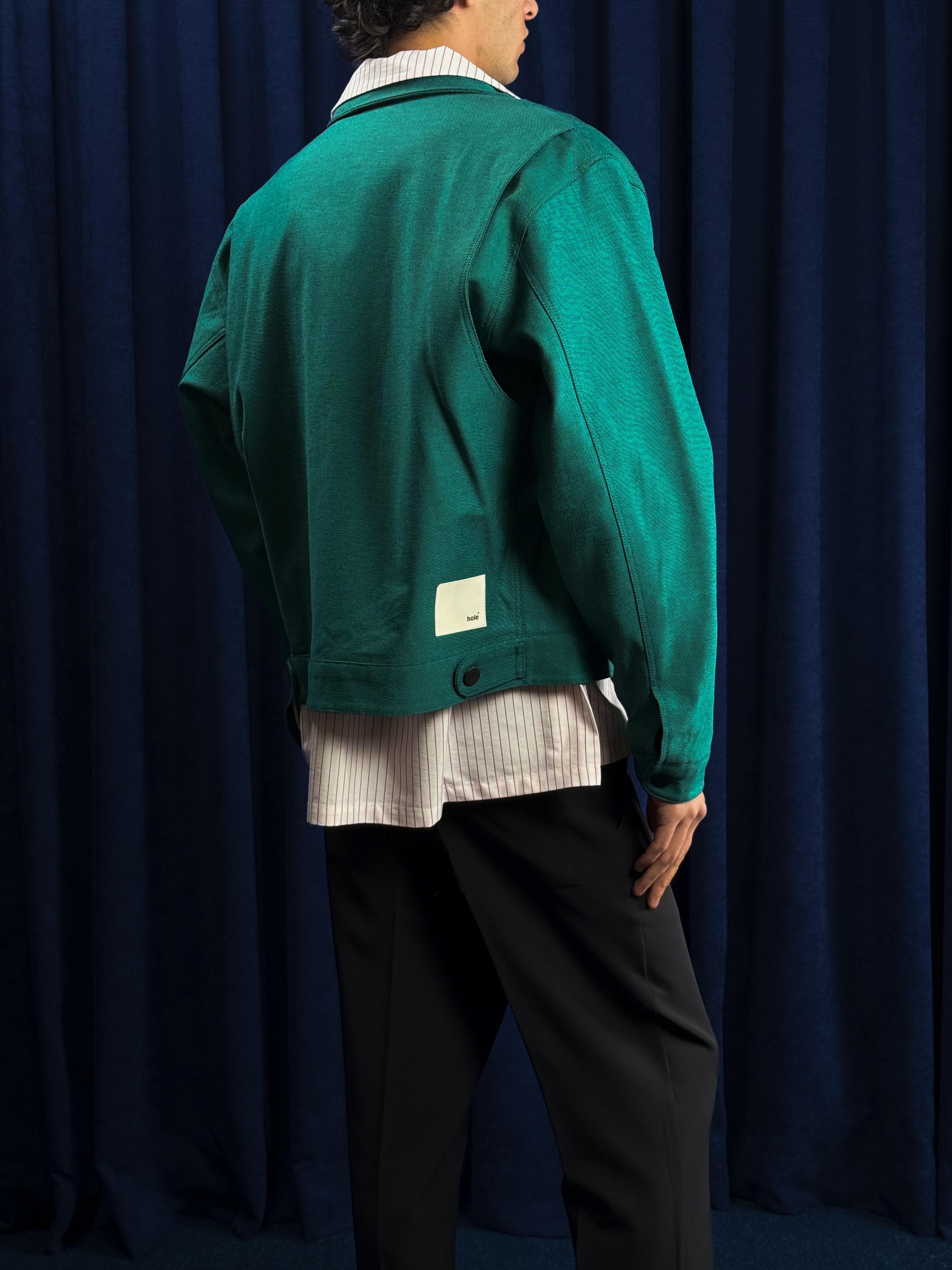 Hole Short Cut Jacket - GREEN