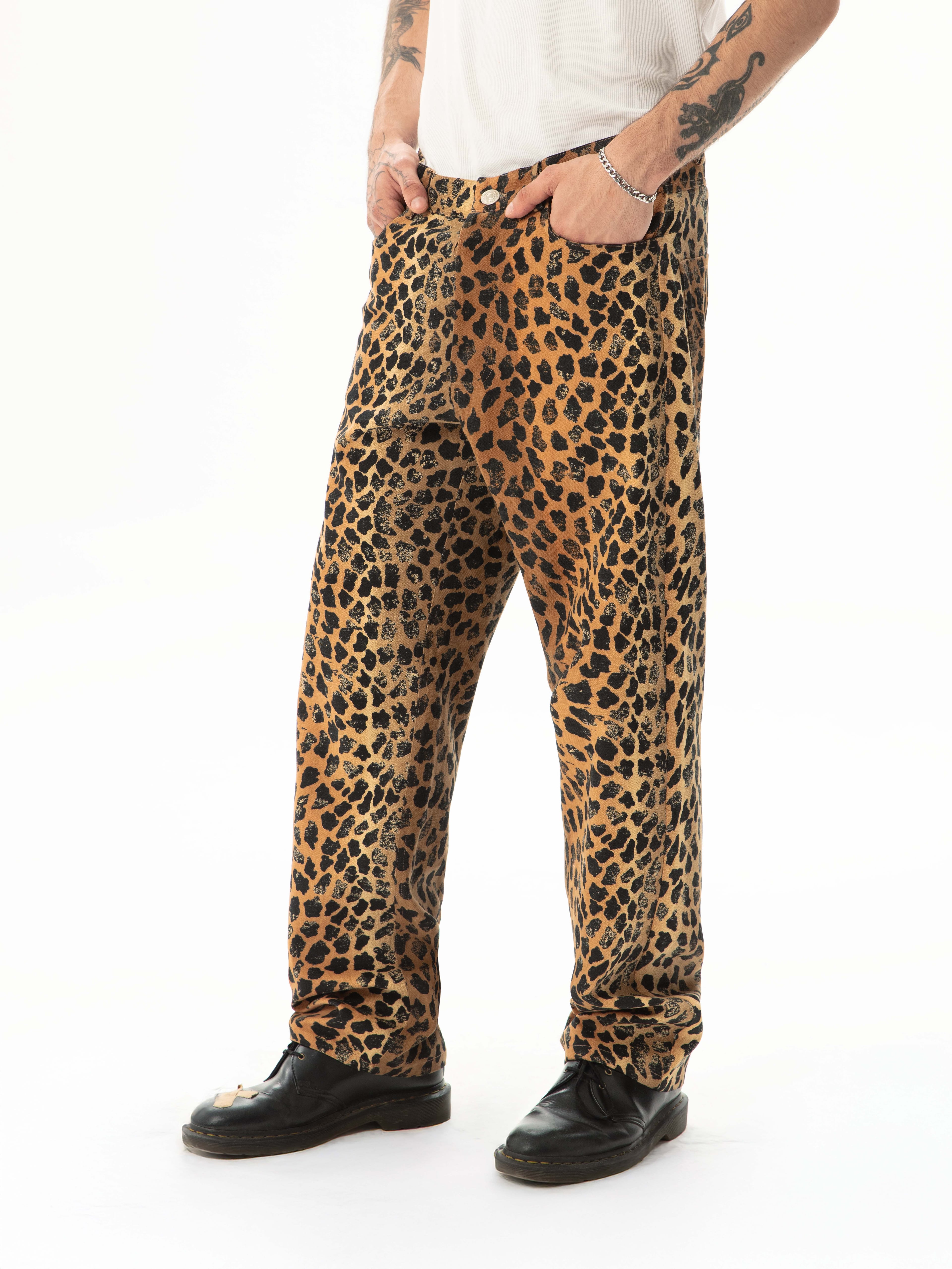 Hole Gabardin Leopar Pantolon