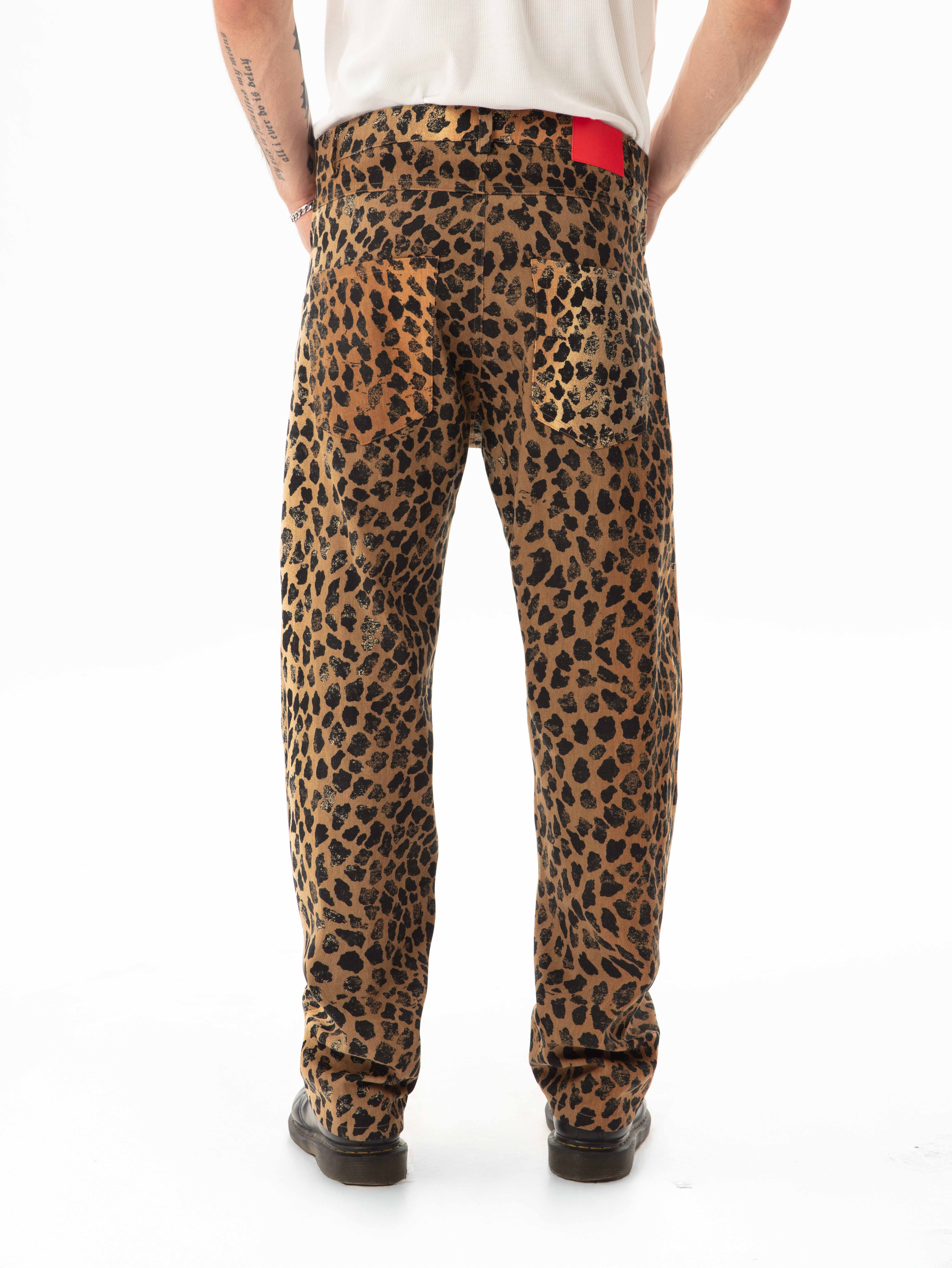 Hole Gabardin Leopar Pantolon