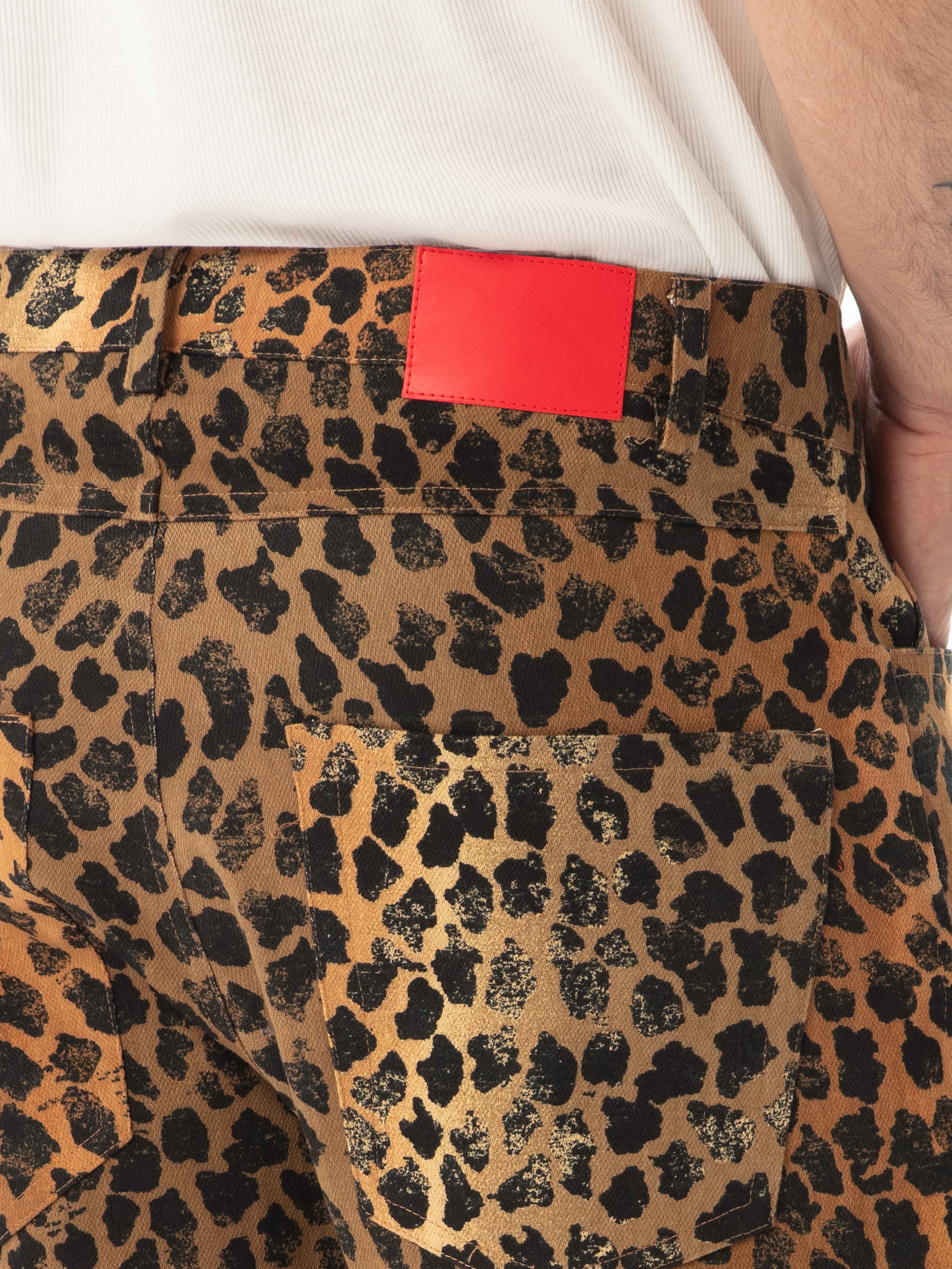 Hole Gabardin Leopar Pantolon