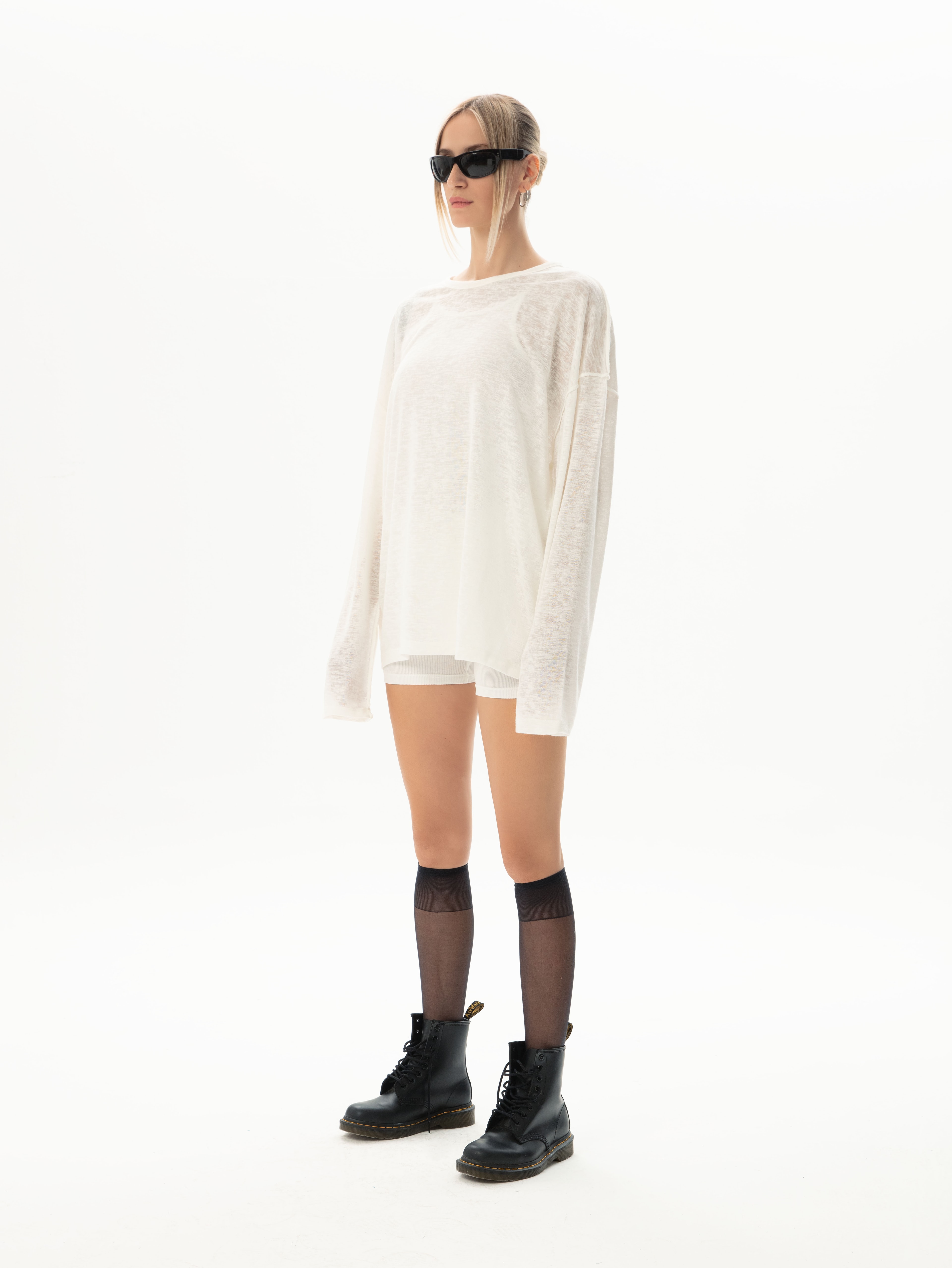 Hole Nakış Detay Triko Sweatshirt - Ekru