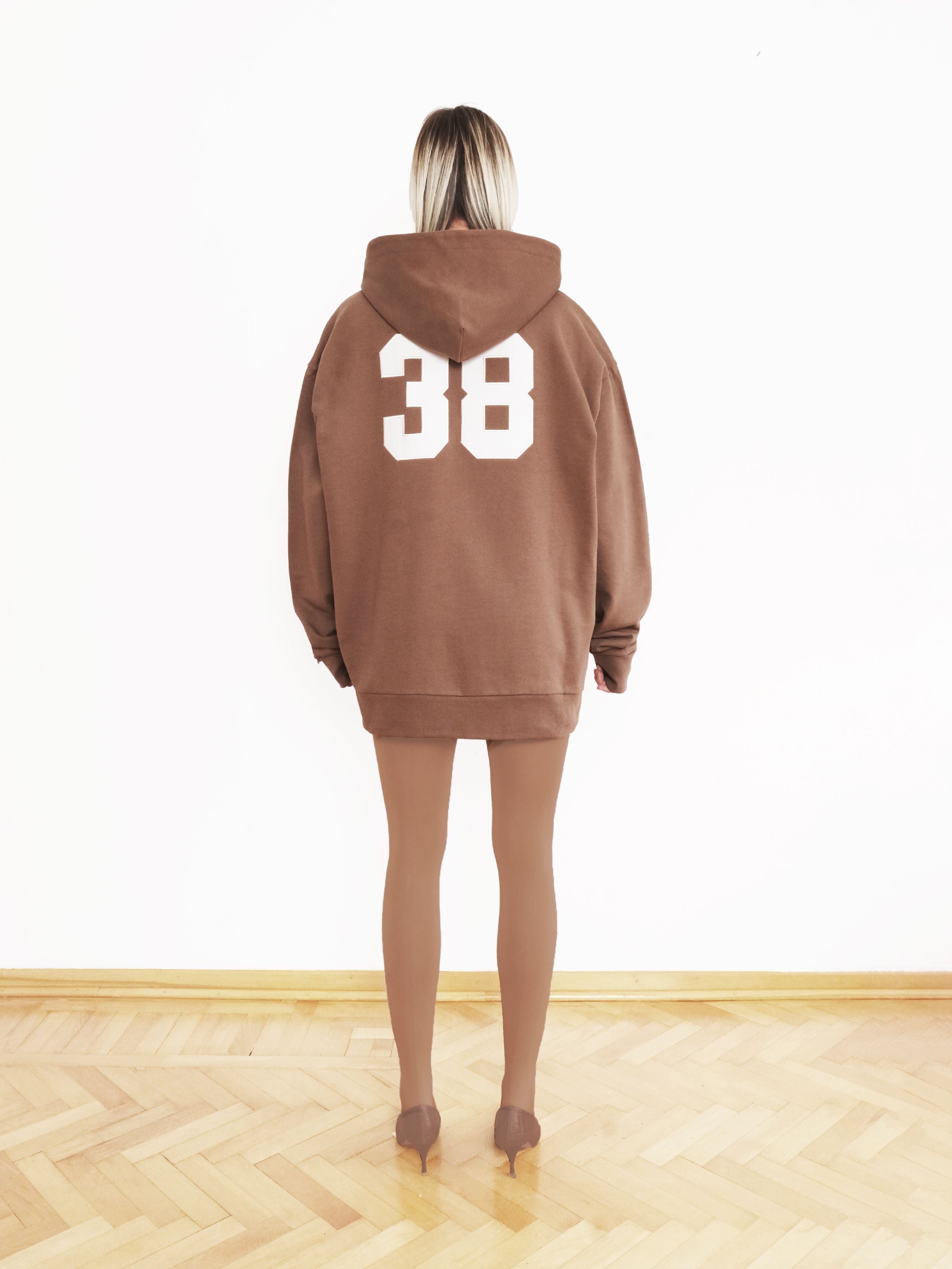 Hole 38 Baskılı Hoodie - Kahverengi