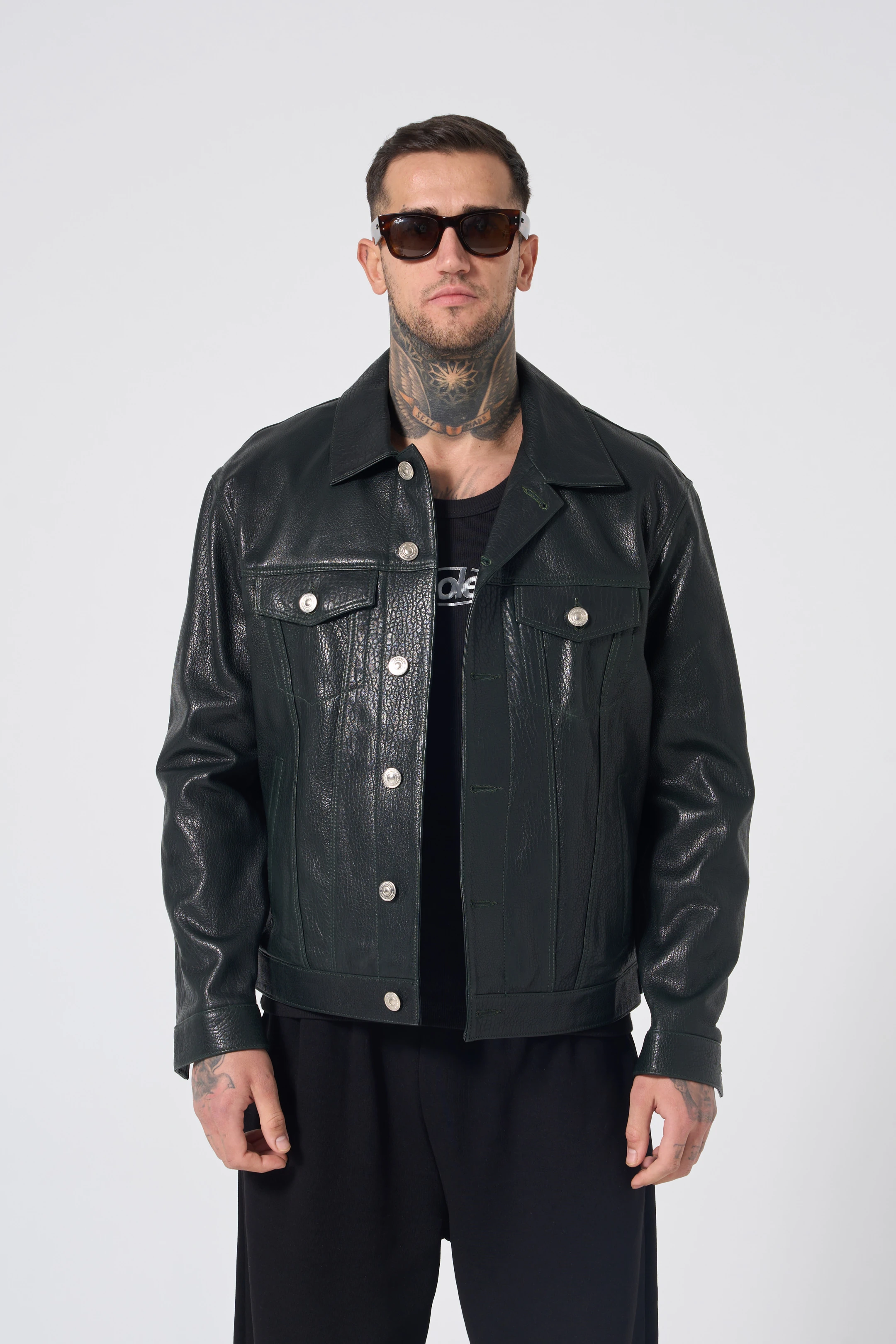 JUMBO LEATHER BLAZER - BLACK