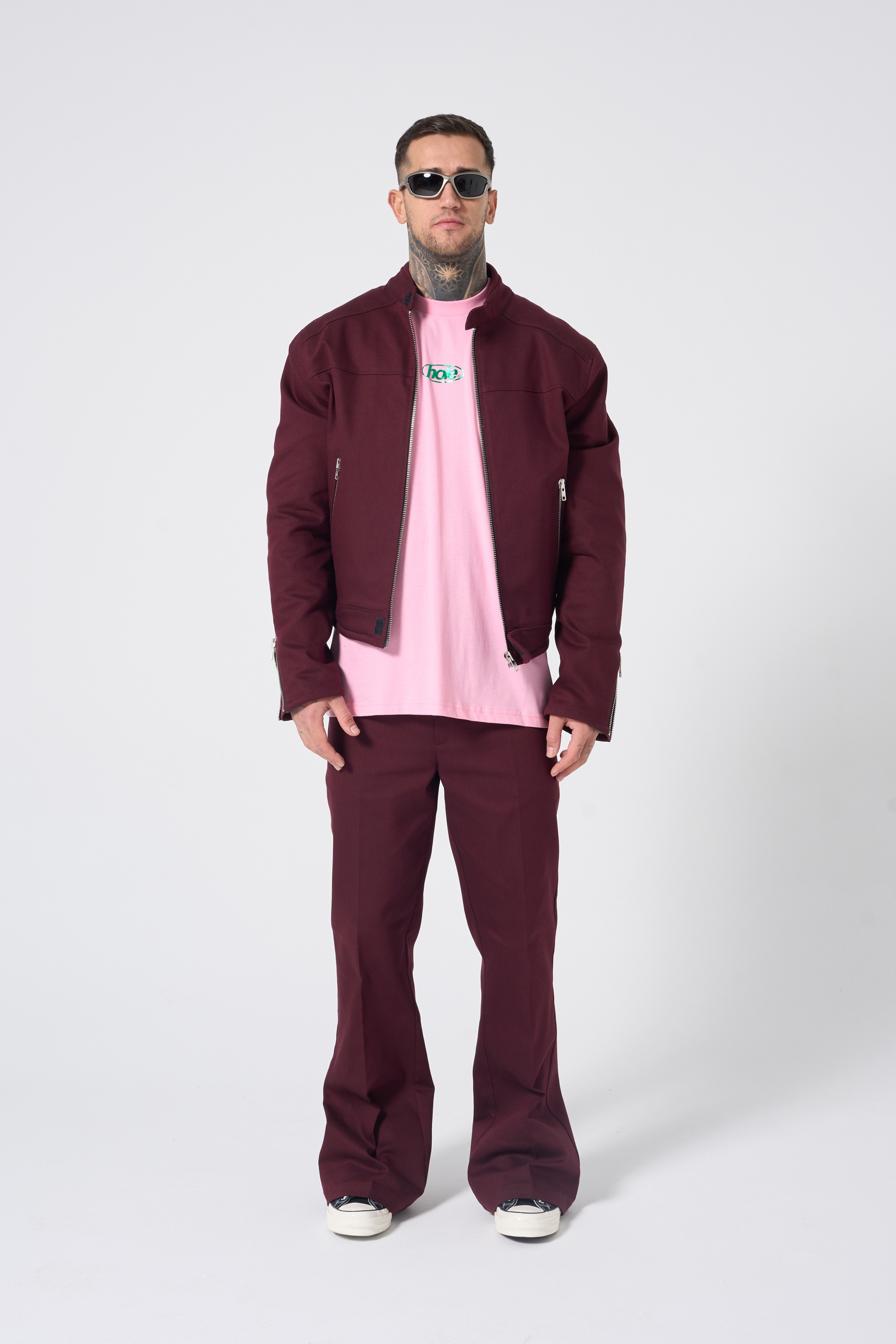 Hole Coat w/zip detail - BURGUNDY