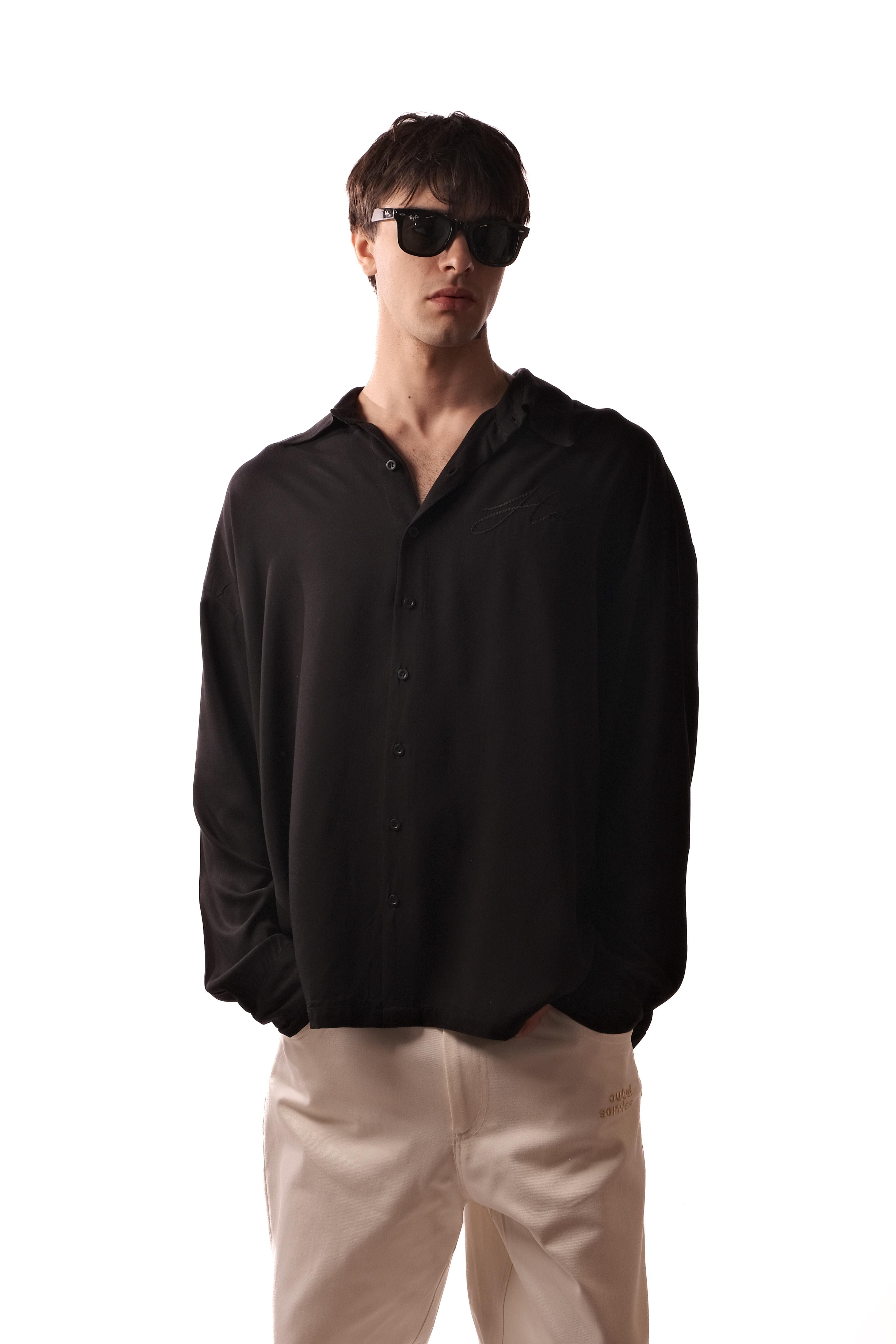 Hole Belmondo Kumaş Oversize Gömlek