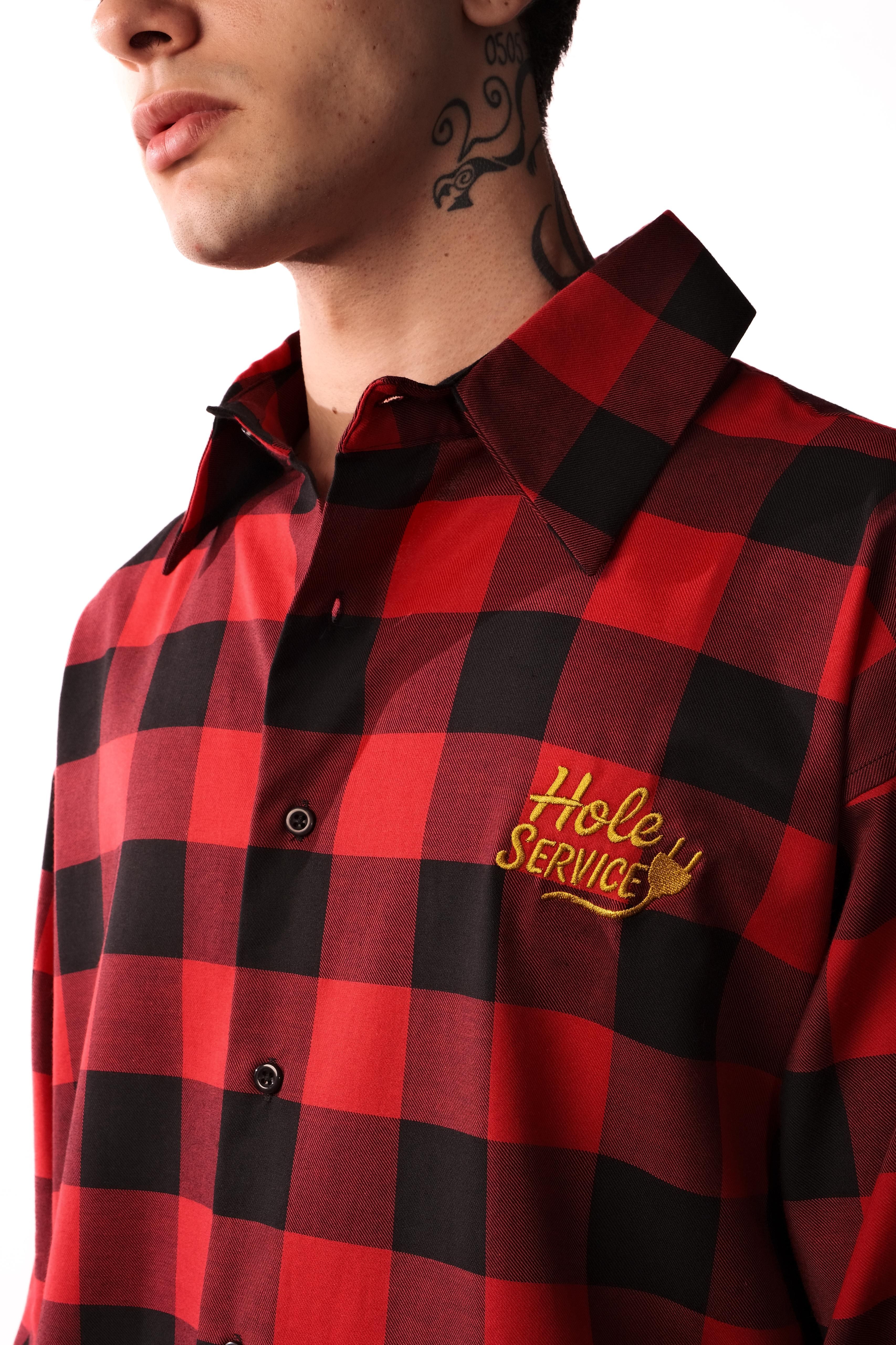 Hole Service Oversıze ekose gömlek