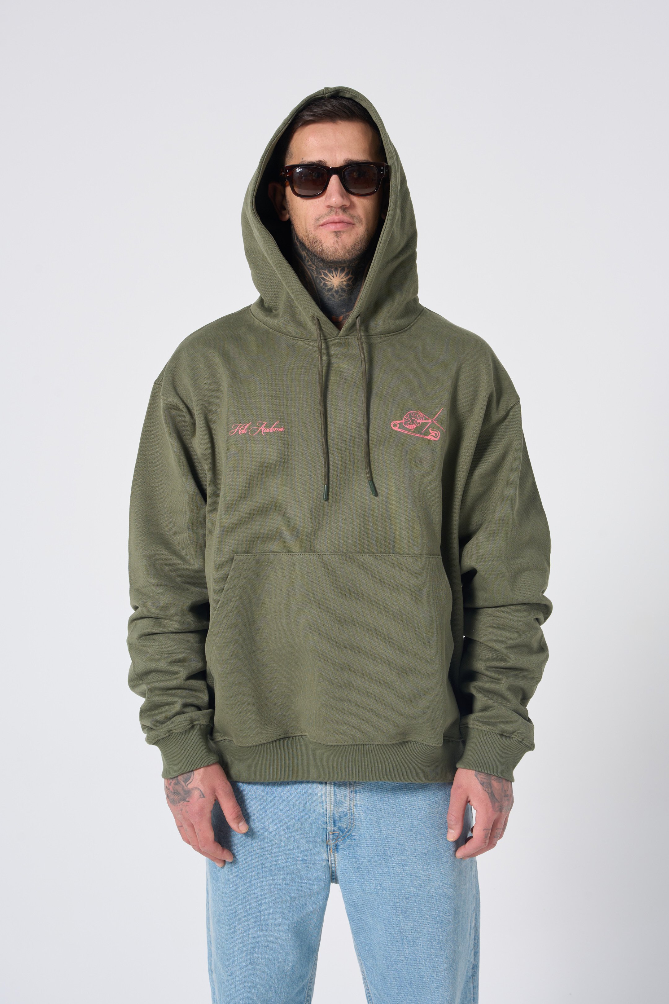 Hole İğne Baskı Oversize Hoodie