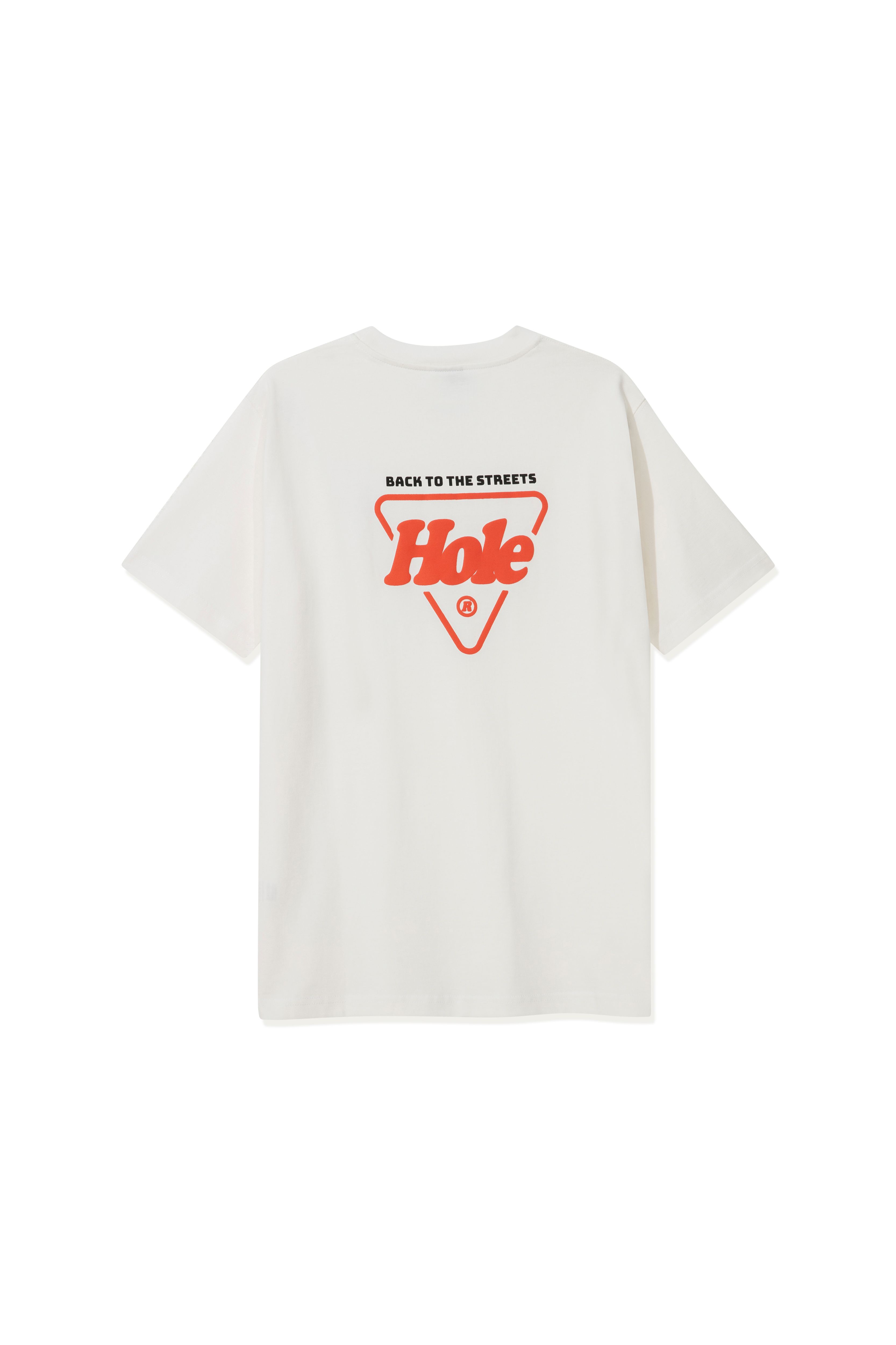 Hole Ön Arka Flok Baskı T-Shirt