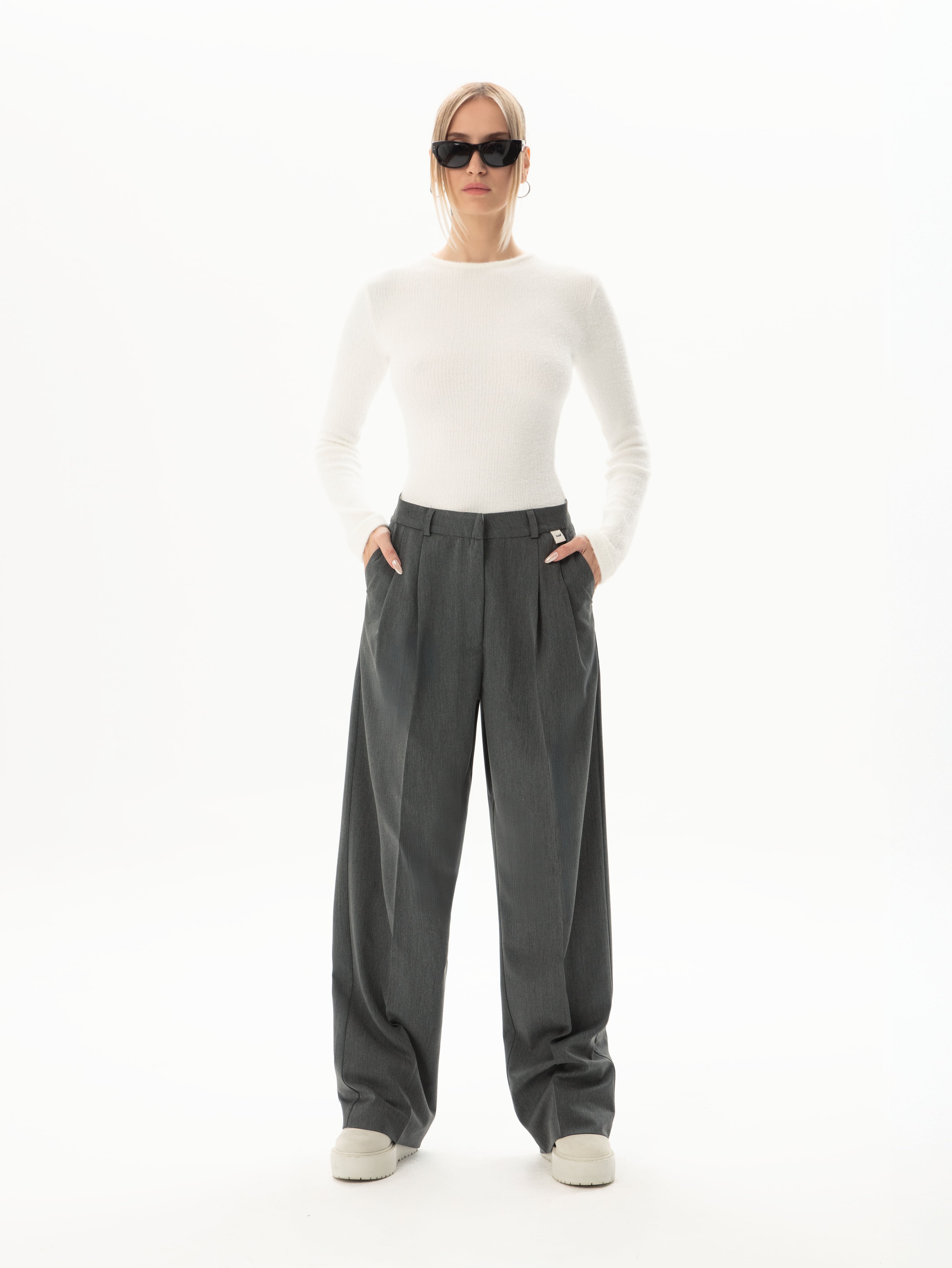 Amber Palazzo Pants - Gri