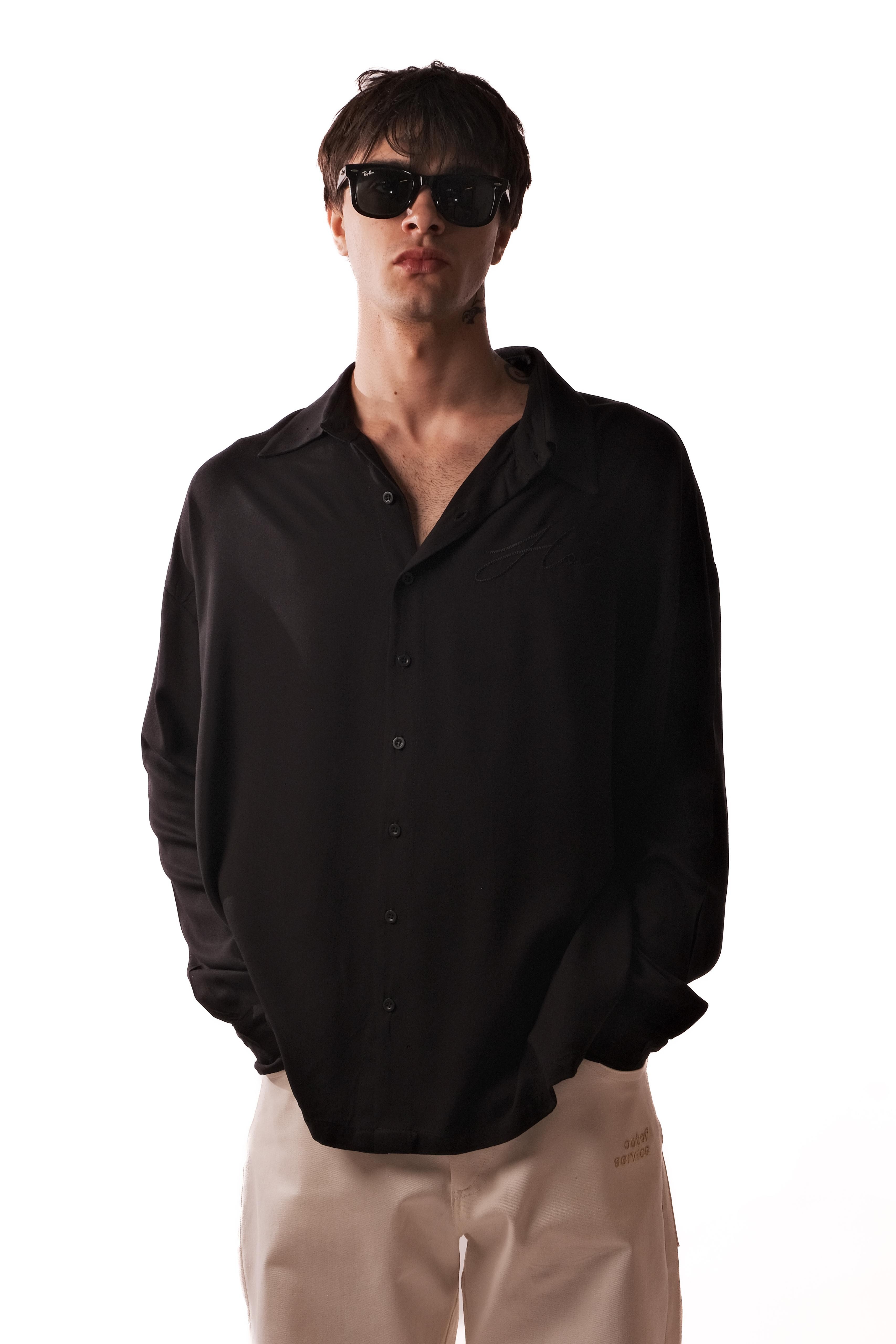 Hole Belmondo Kumaş Oversize Gömlek