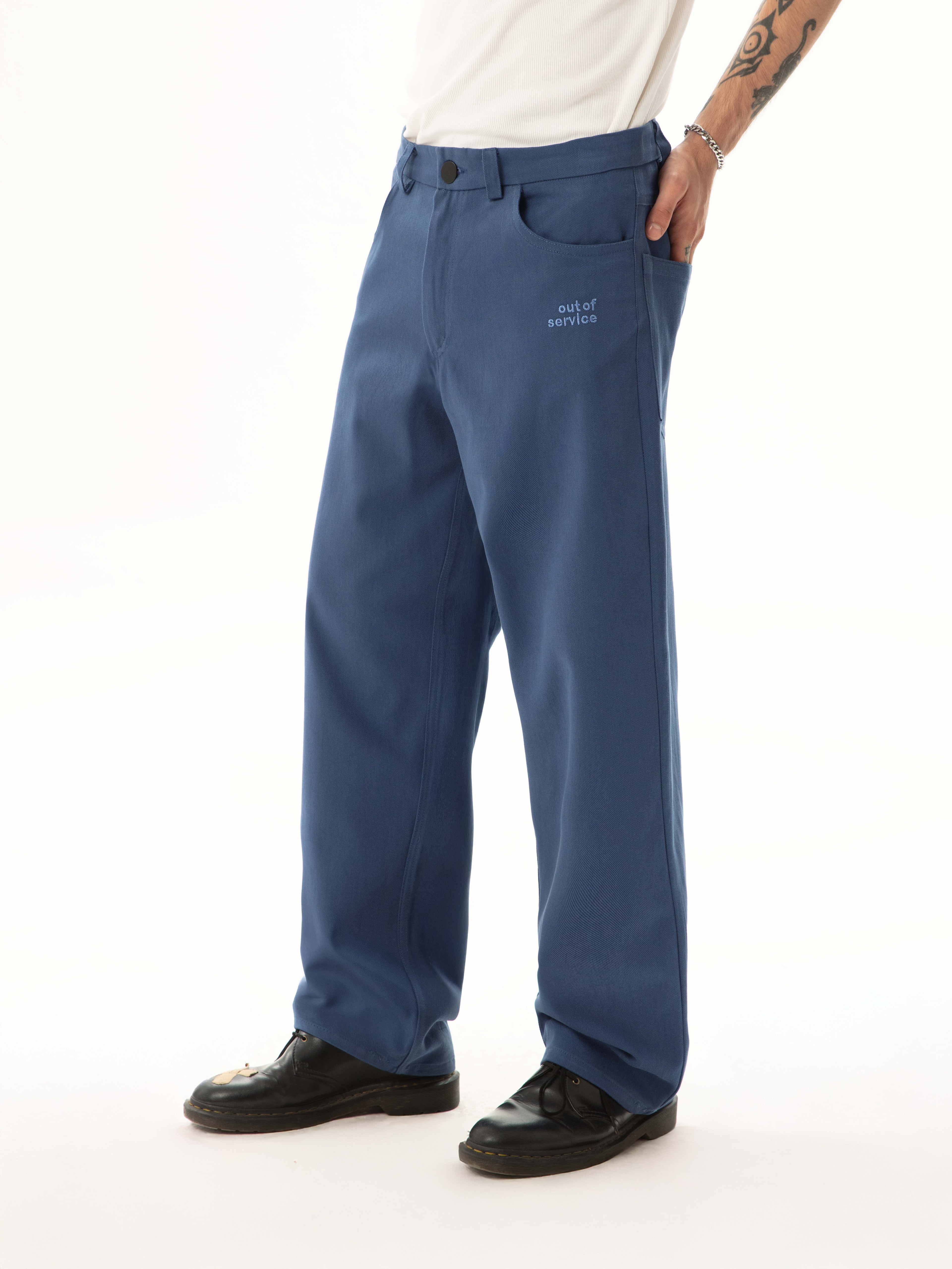 Hole Pants w/washed gabardine