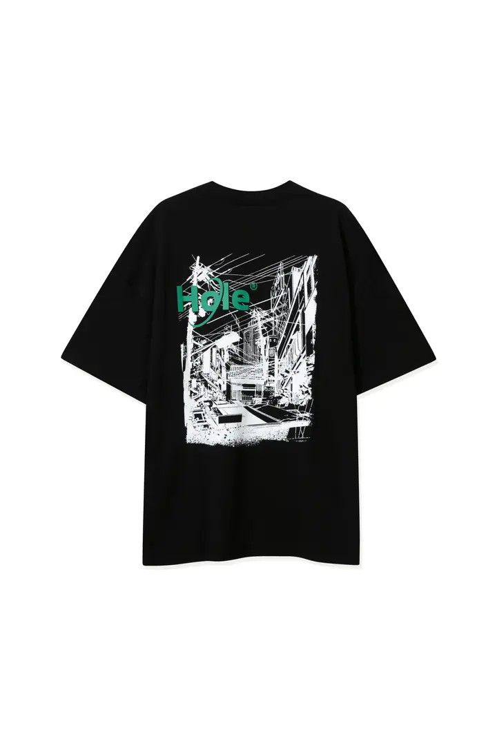 Hole Arka Sokak Baskılı Oversize T-Shirt