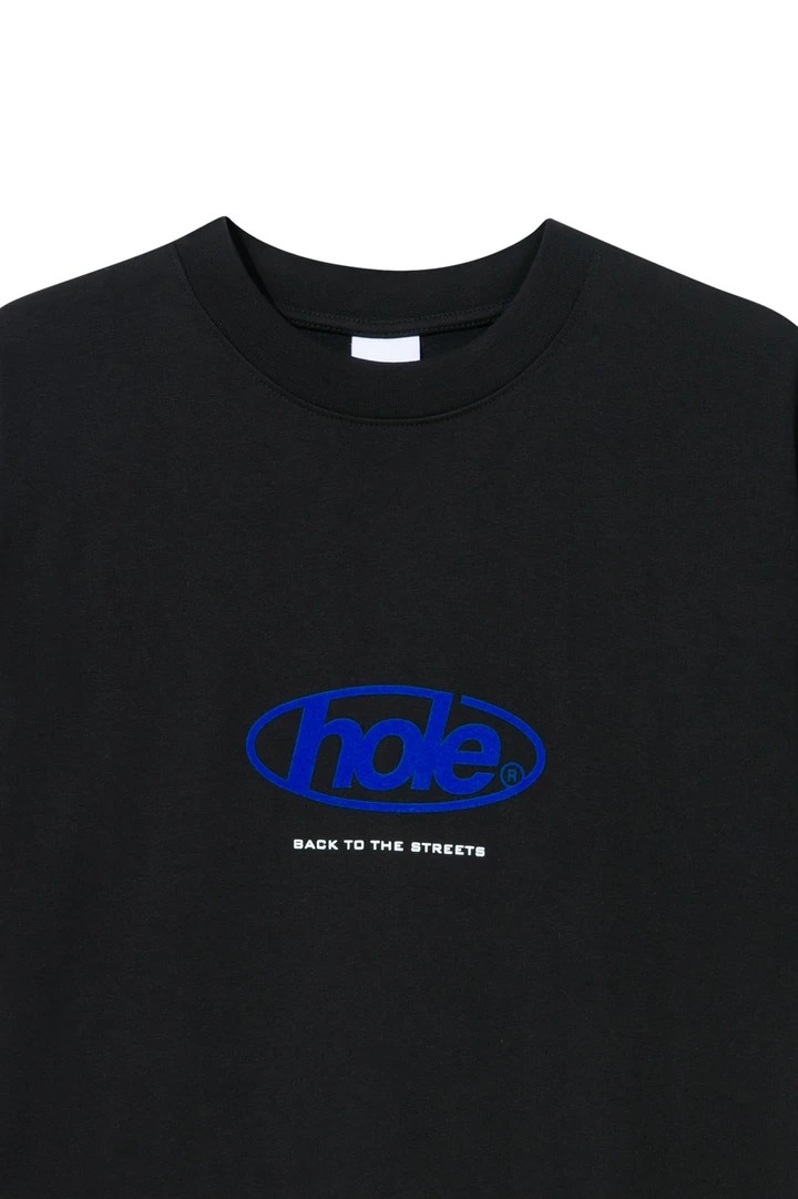 Hole T-shirt w/ flock print - BLACK