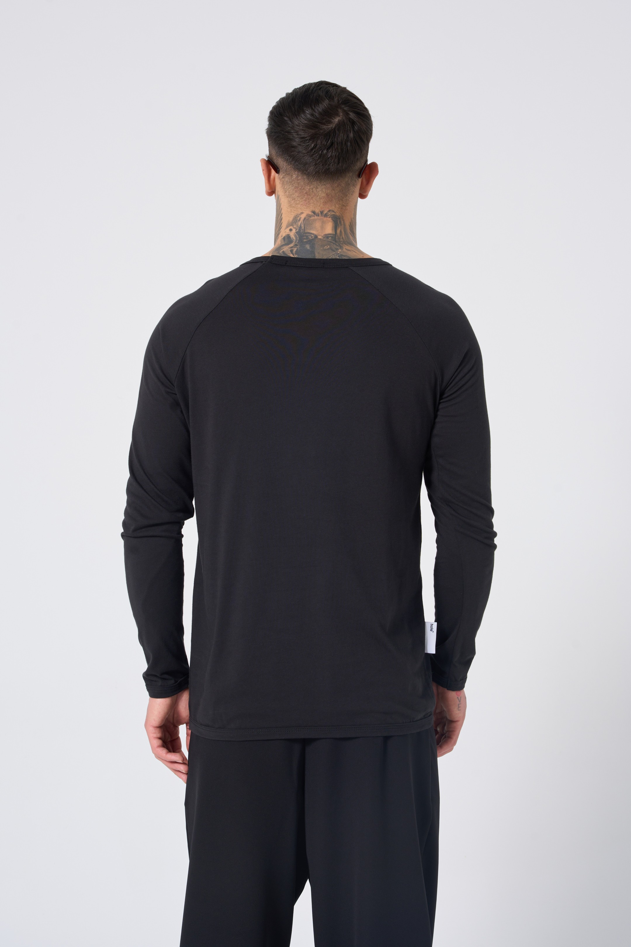 BASIC T-SHIRT w/long sleeve - BLACK