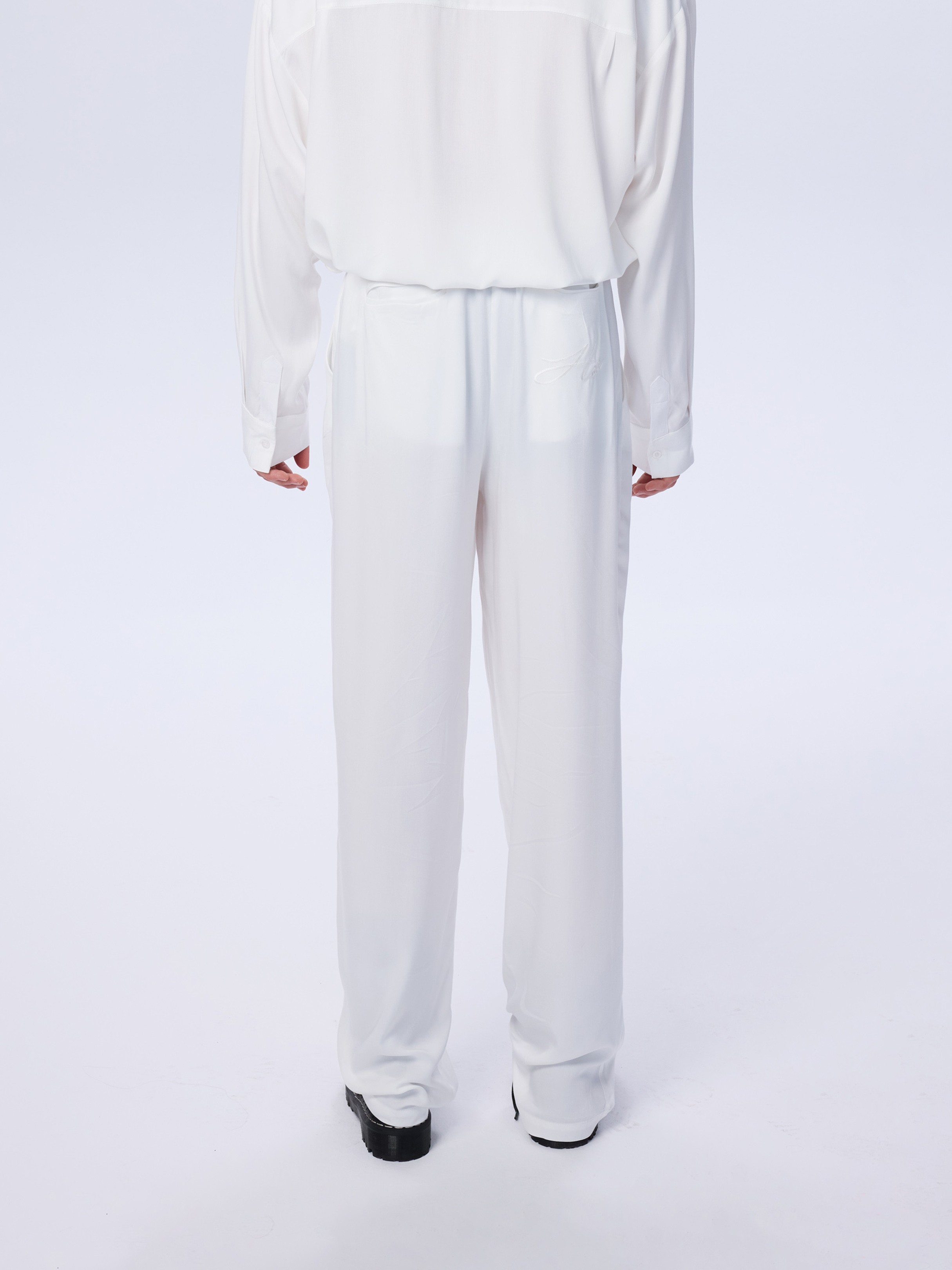 Hole Oversize Cut Pants - WHITE