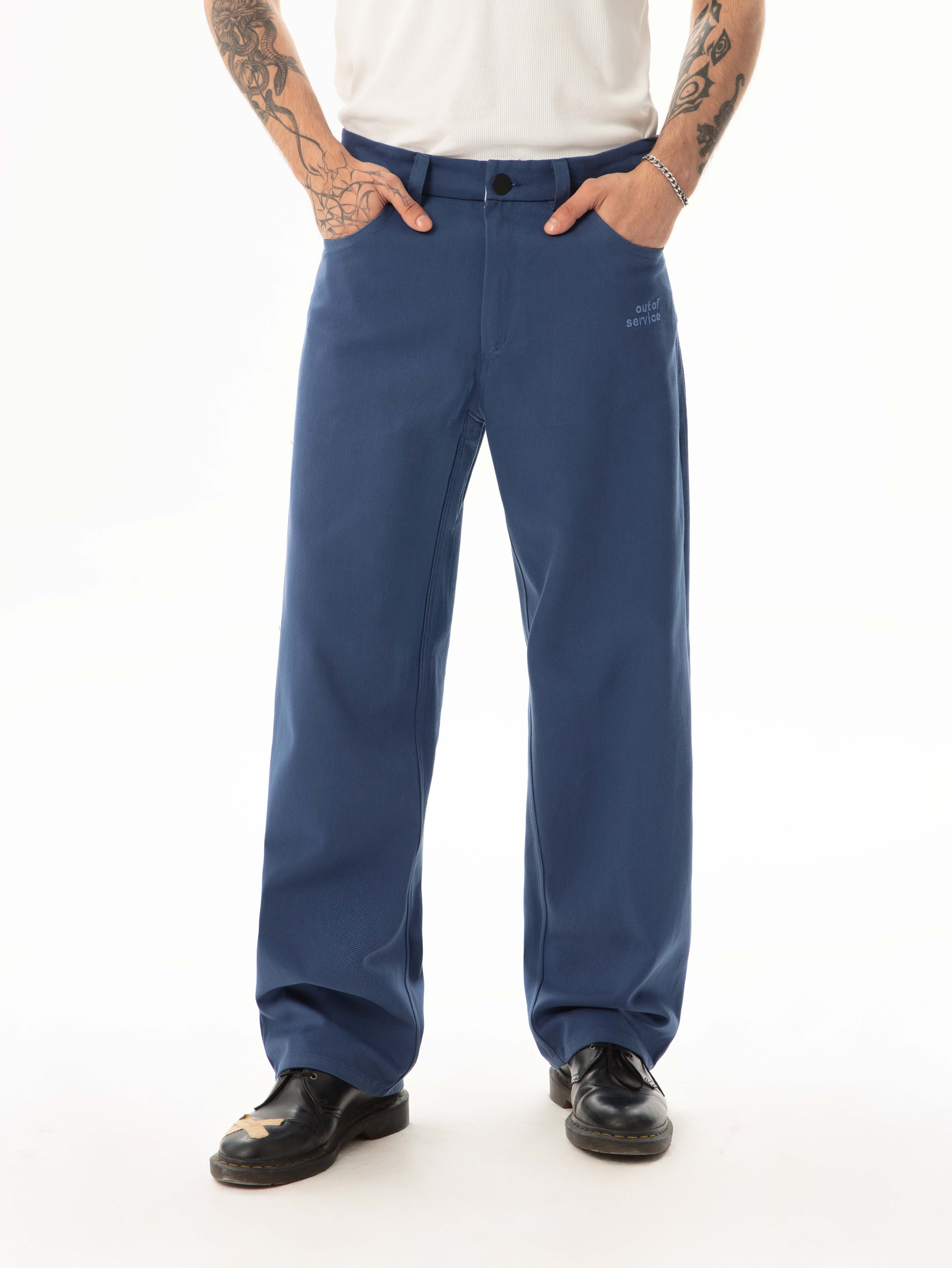 Hole Pants w/washed gabardine