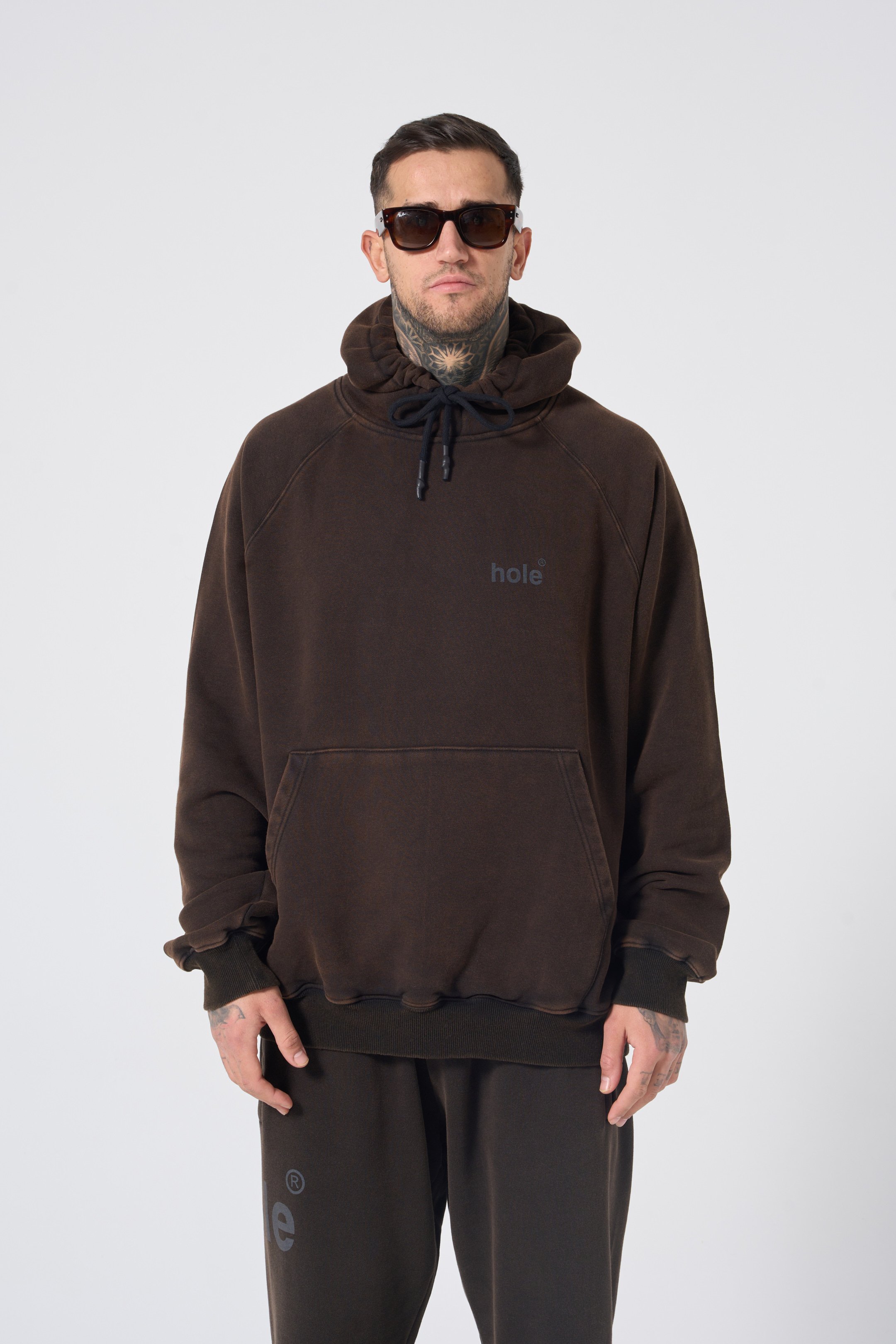 Hole Yıkama Eskitme Oversize Hoodie