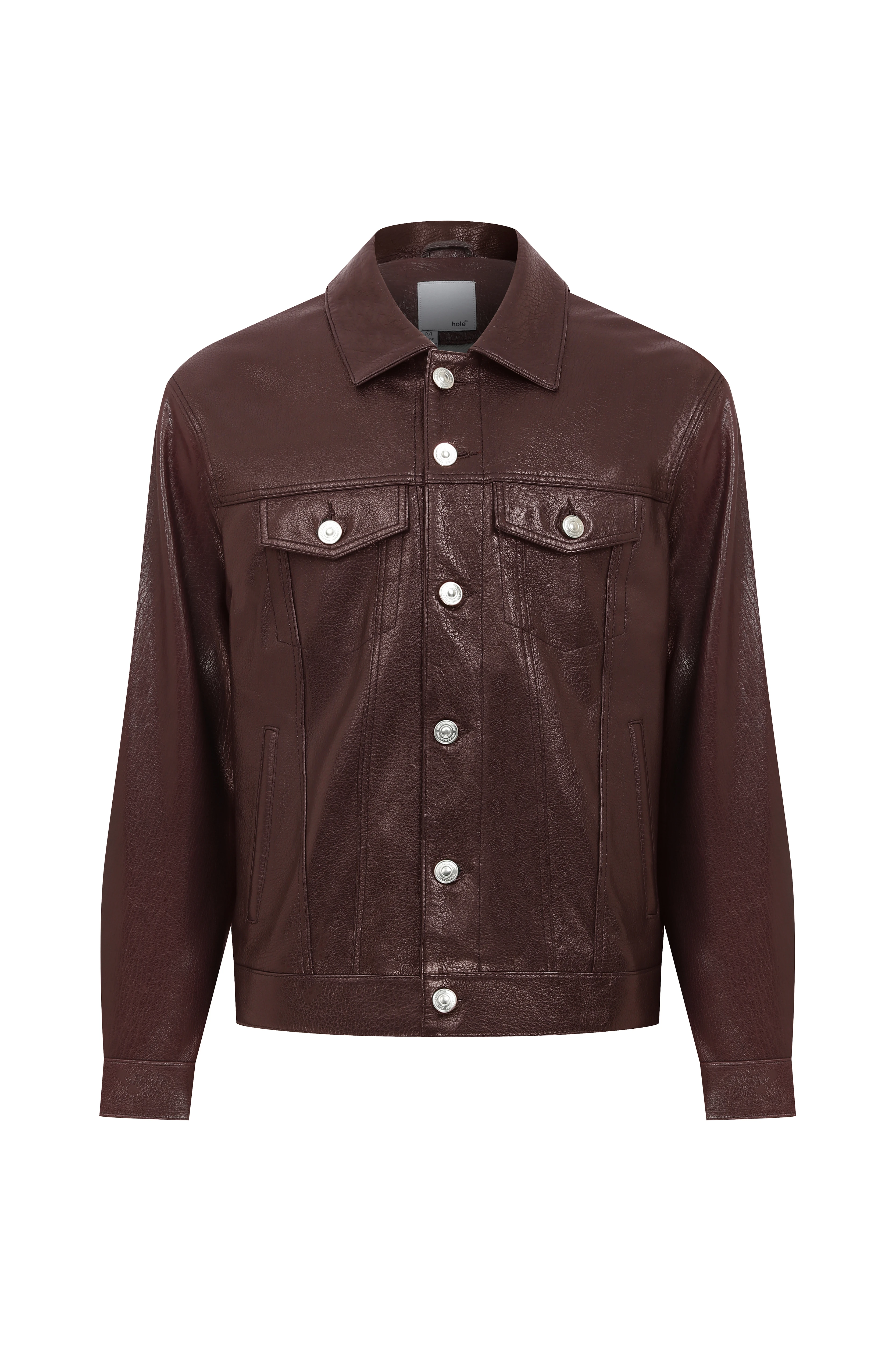 JUMBO LEATHER BLAZER - BURGUNDY