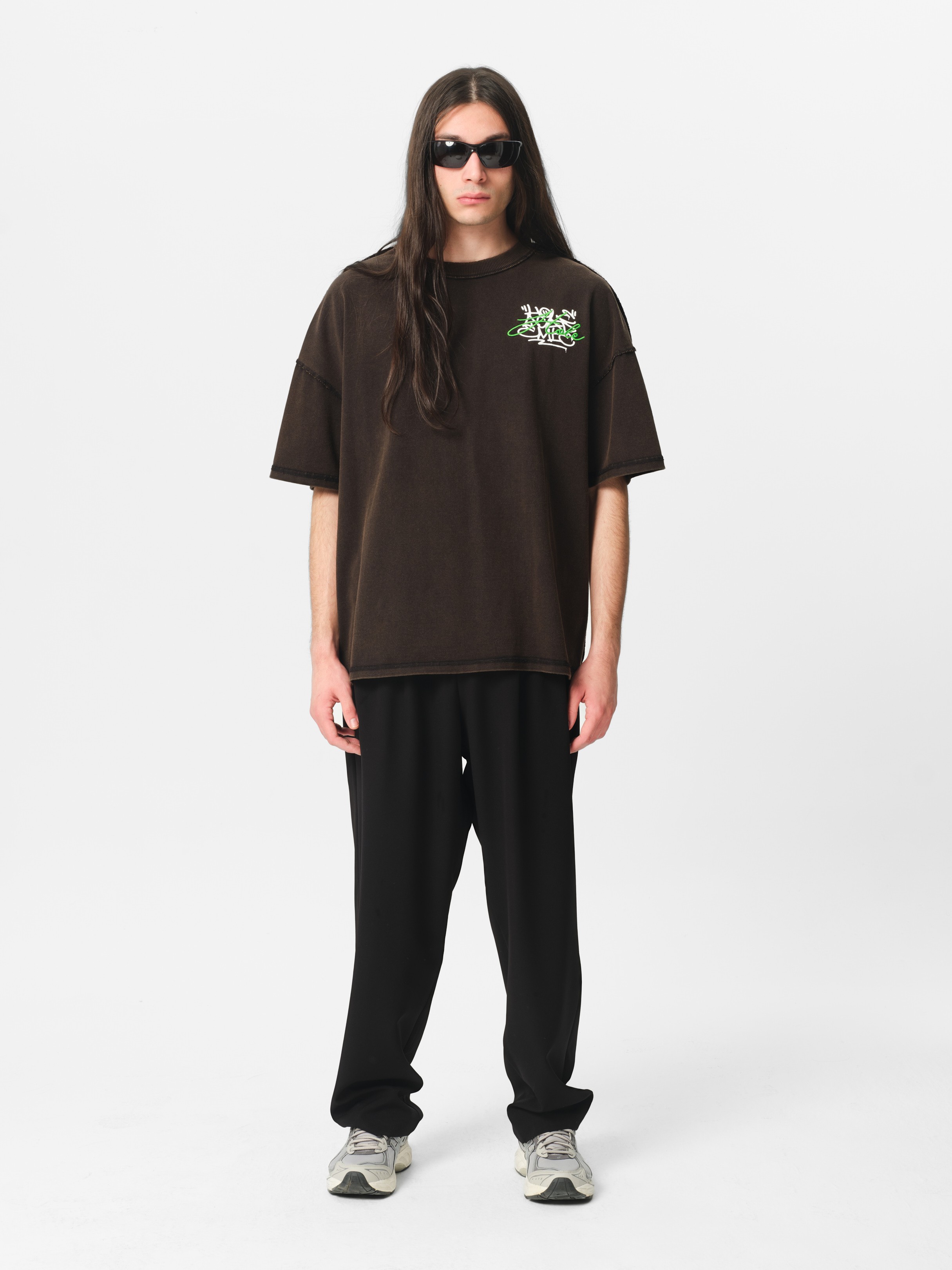 Hole Oversize T-shirt w/washed print