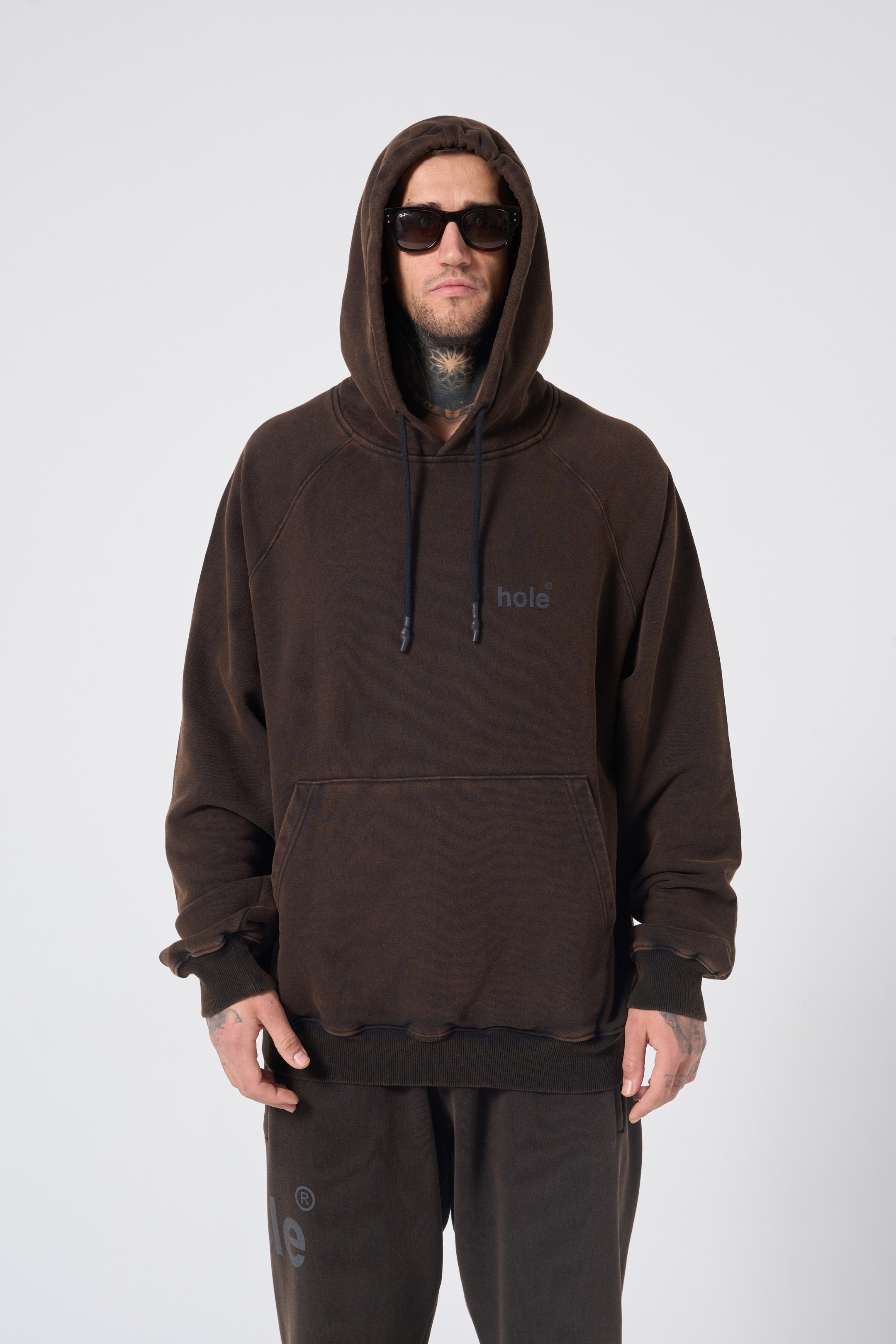 Hole Yıkama Eskitme Oversize Hoodie