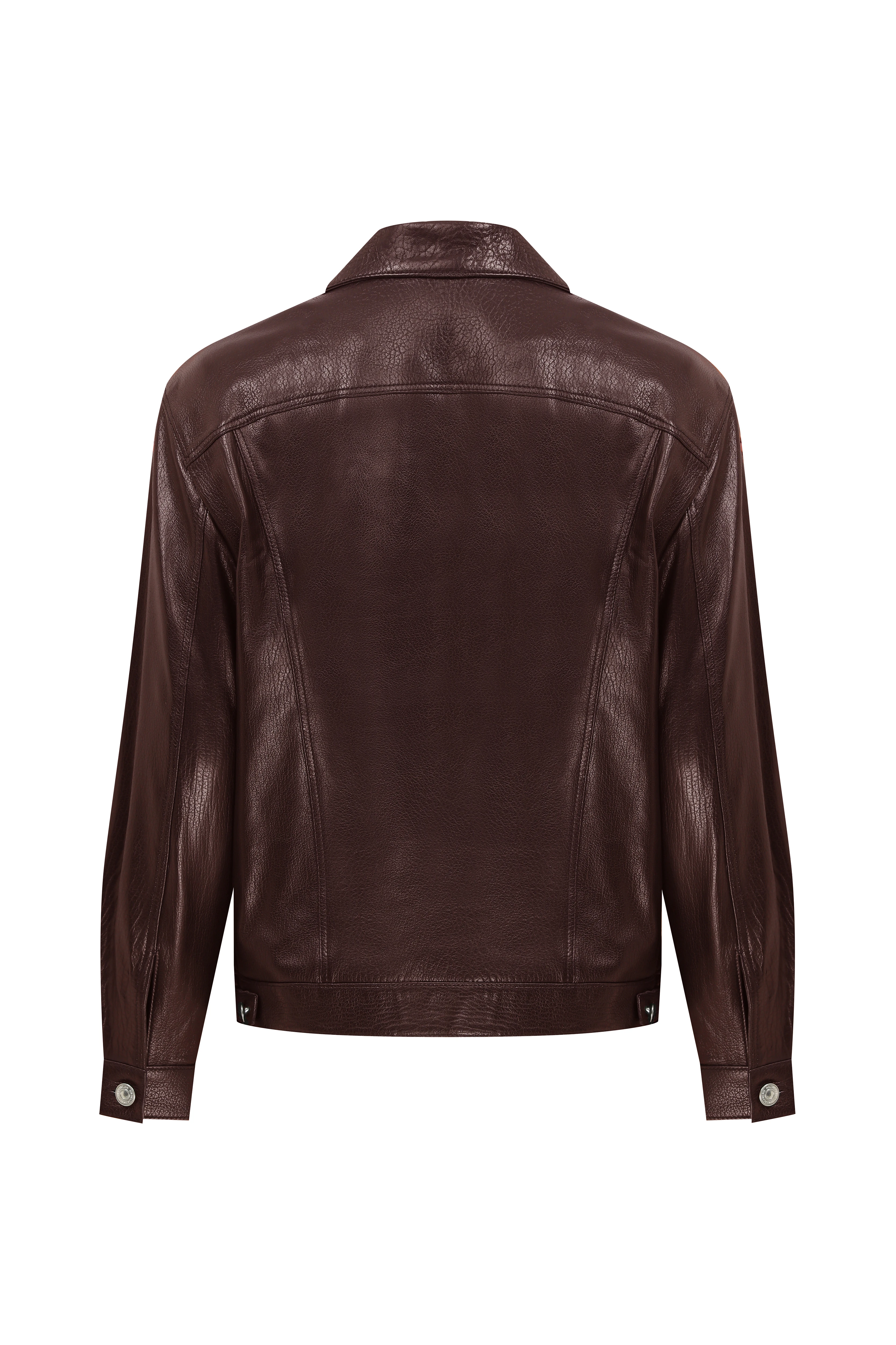 JUMBO LEATHER BLAZER - BURGUNDY