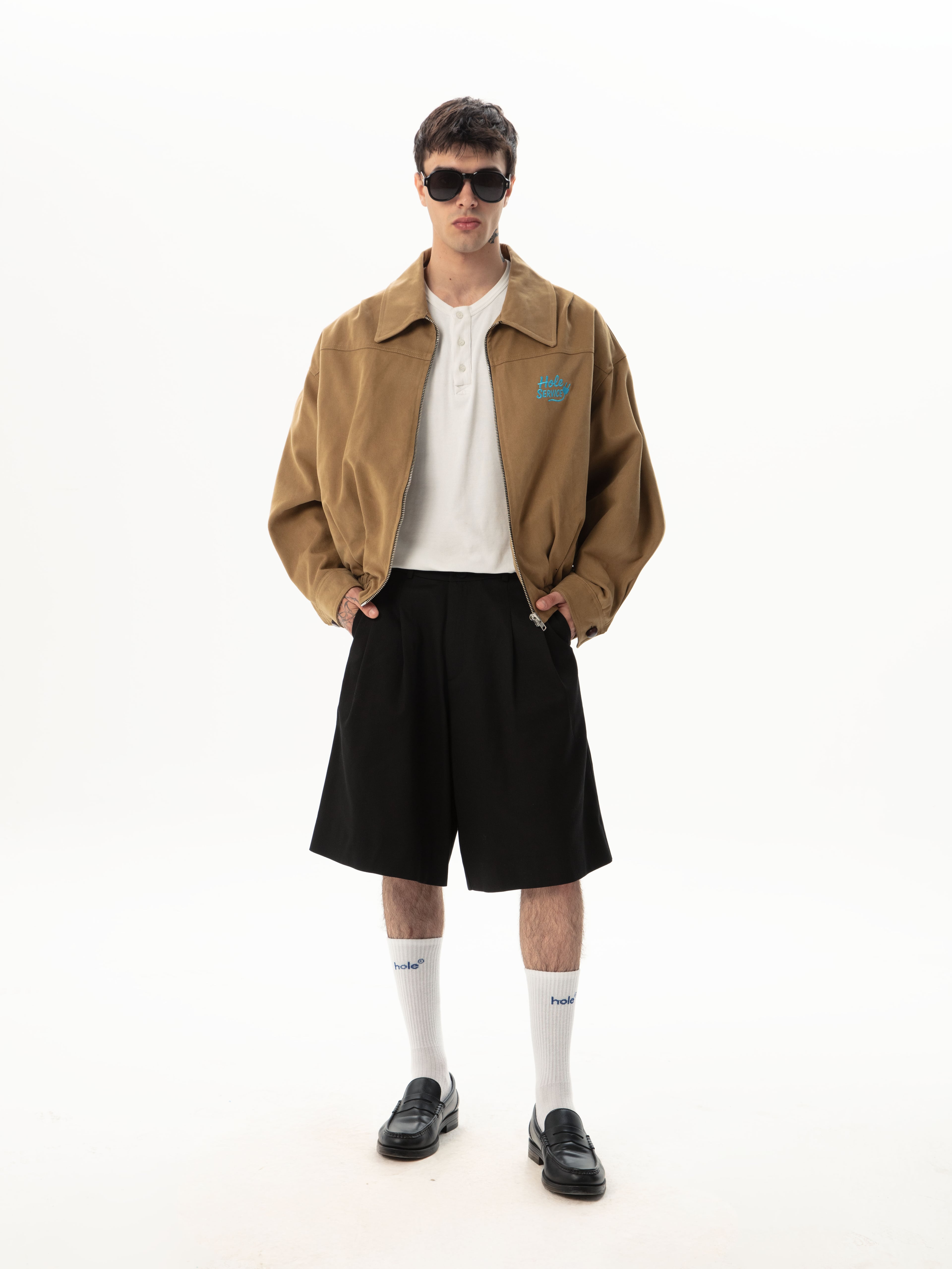 Hole Astar Baskılı Nakışlı Gabardin Bomber Ceket
