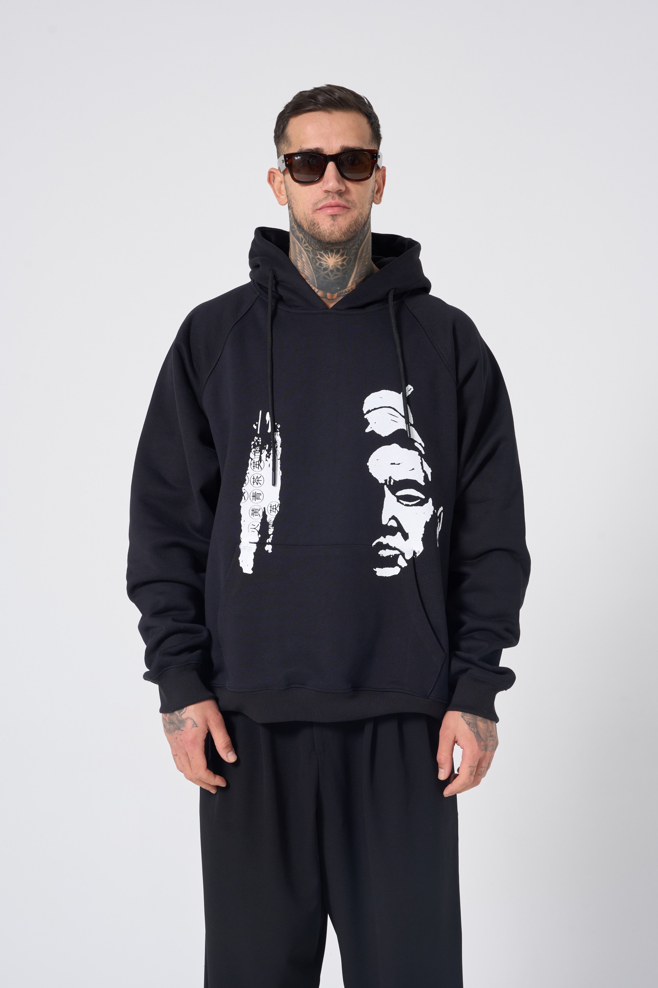 Hole Oversize Hoodie w/ sumo face print