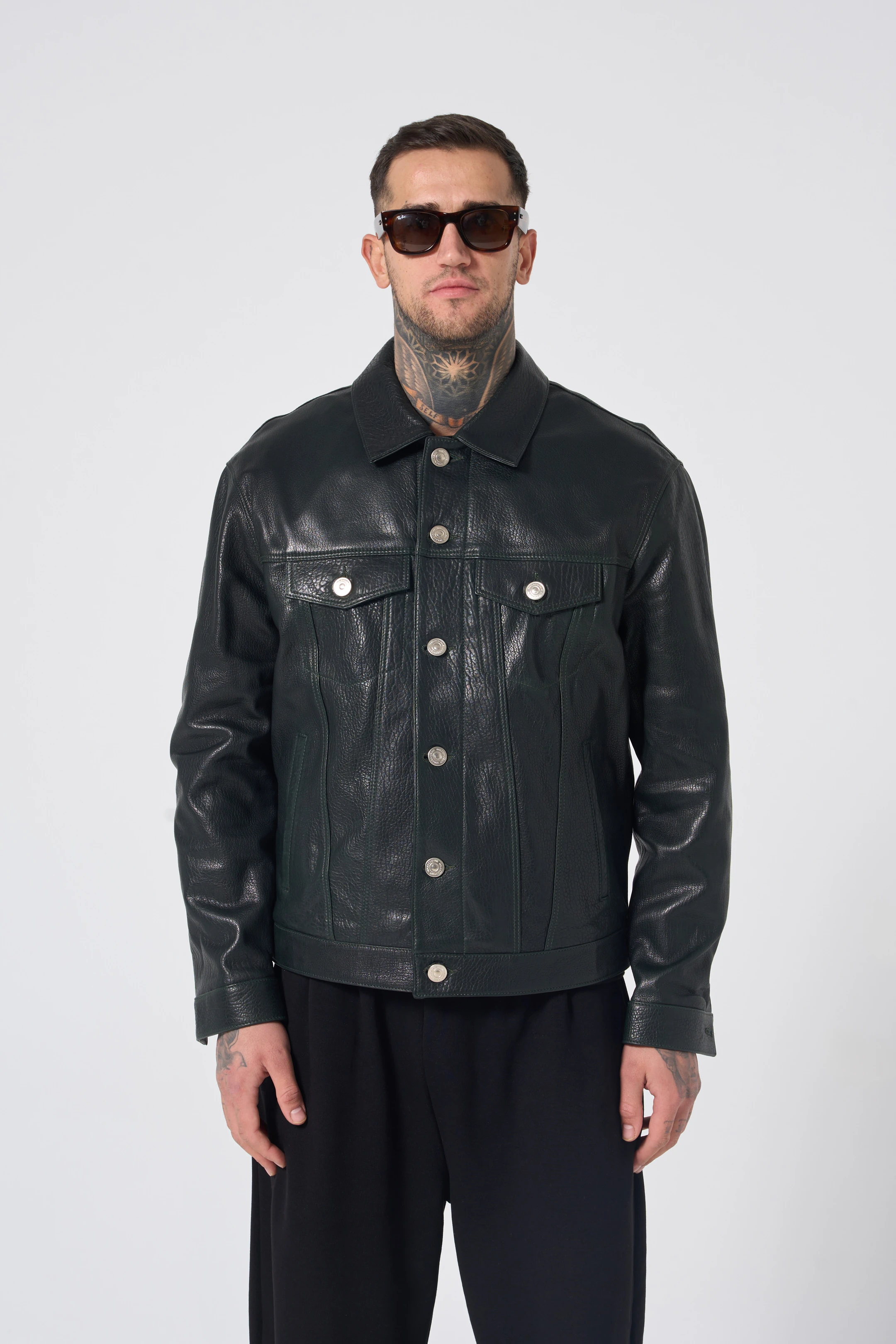 JUMBO LEATHER BLAZER - BLACK